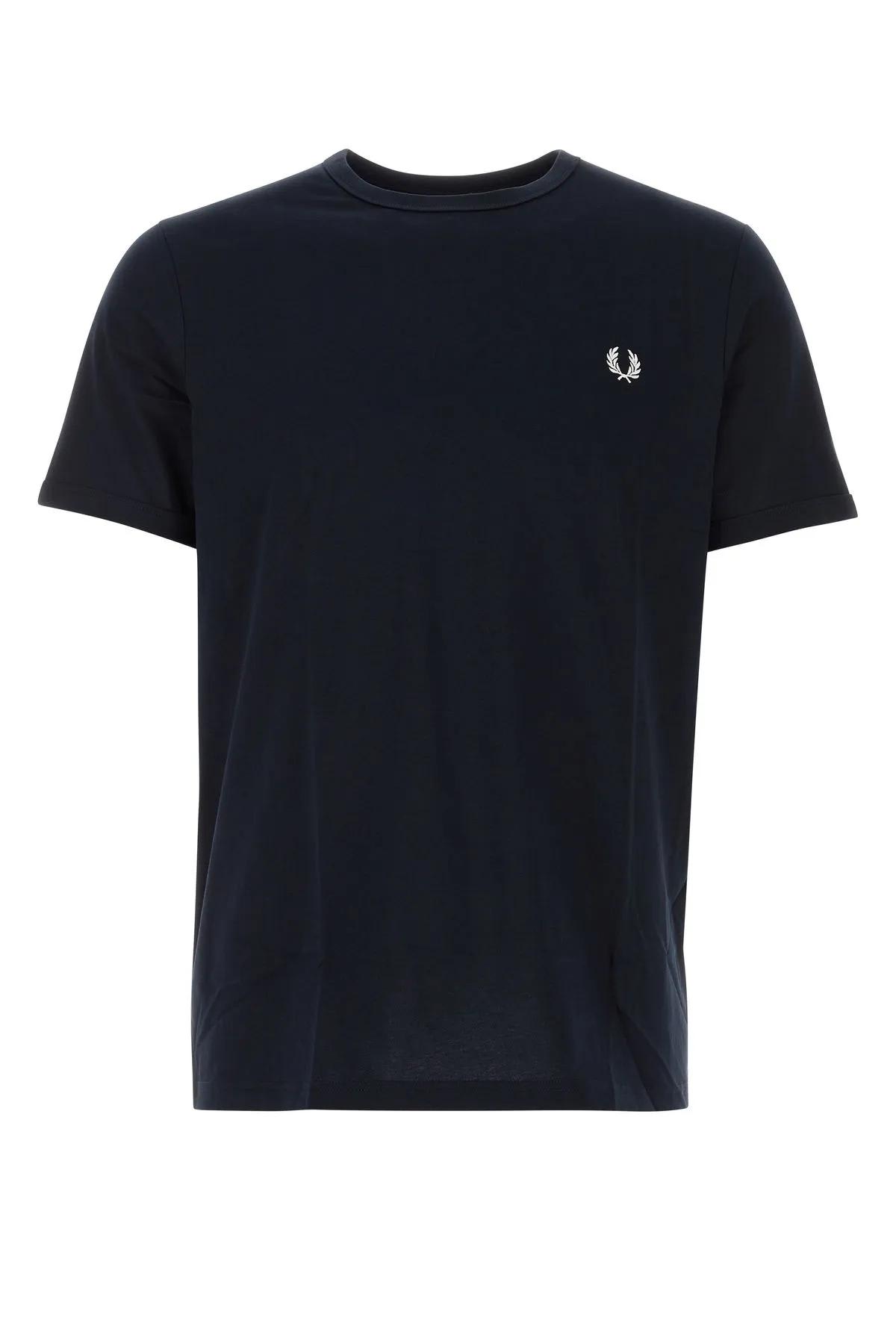Shop Fred Perry Midnight Blue Cotton T-shirt In Navy