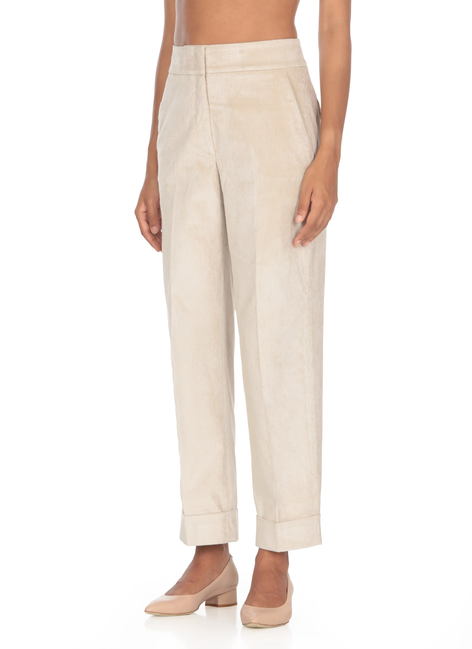 Shop Peserico Corduroy Pants In Beige