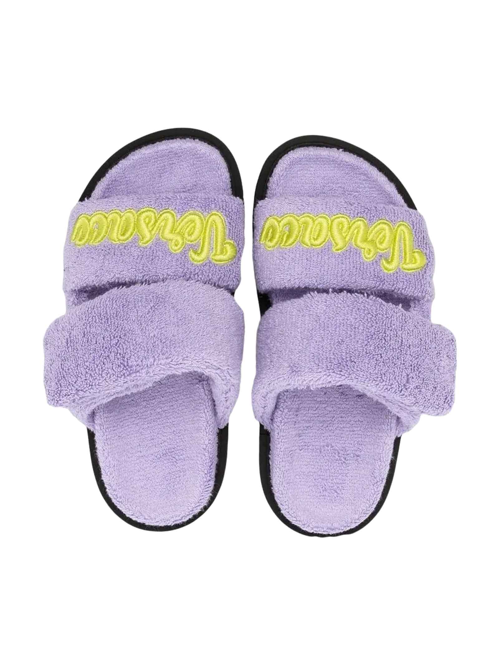 Shop Young Versace Lilac/lime Sandals Unisex Kids In Baby Violet Acid Lime