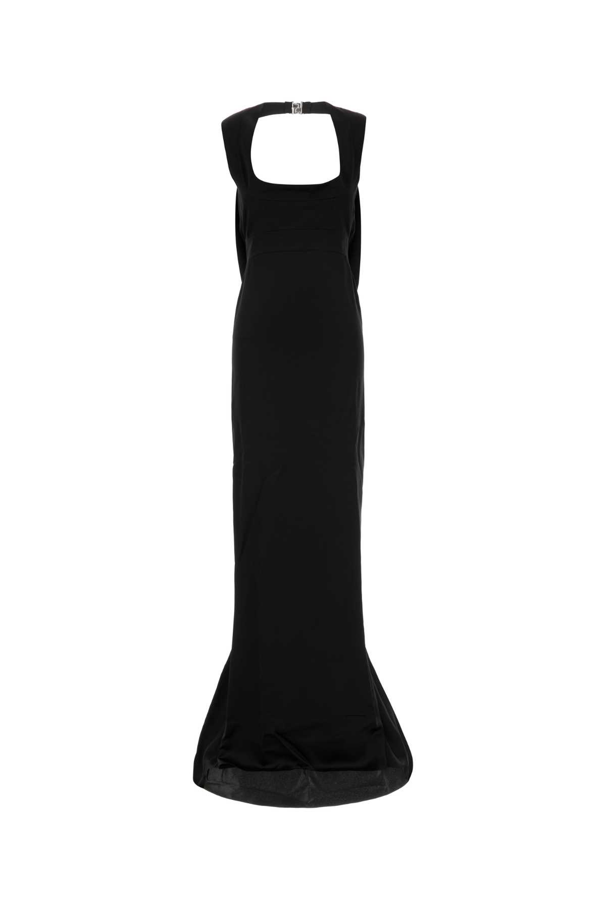 Dsquared2 Long Satin Dress Fishtail Hem In Black