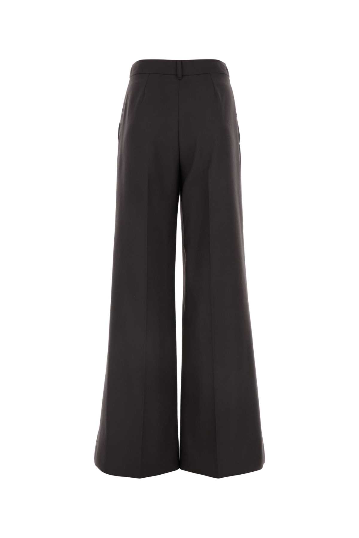 Shop Stella Mccartney Chocolate Flannel Wide-leg Pant In Darkchocolate