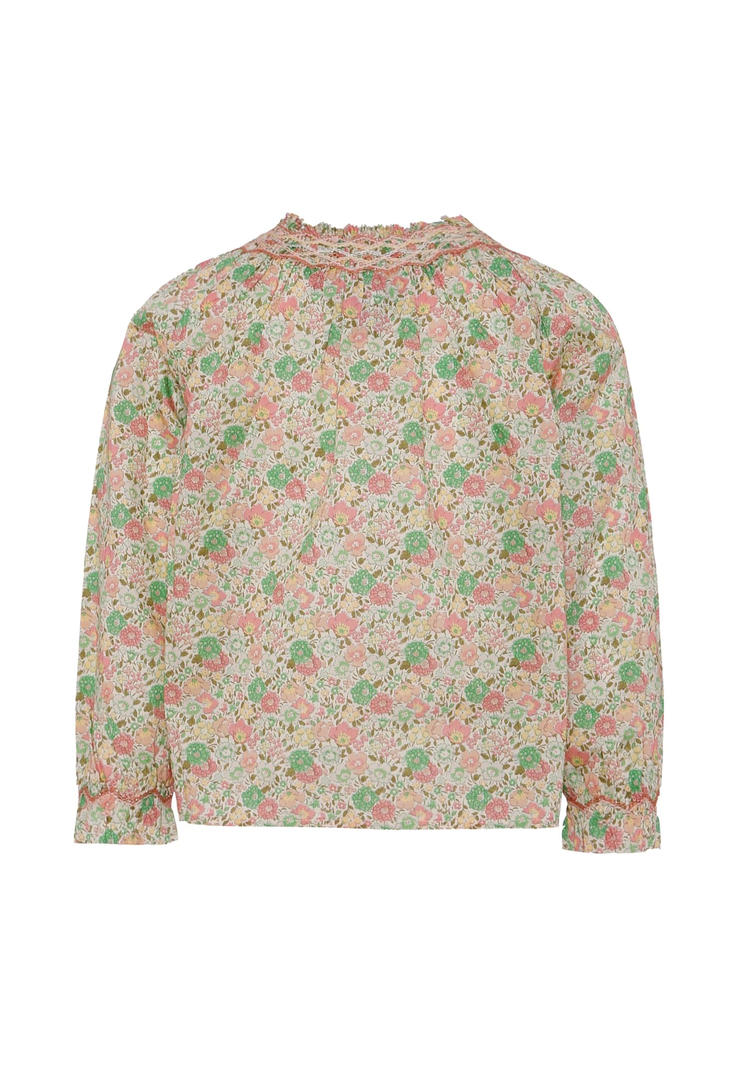 Bonpoint Multicolor Shirt For Girl With Floral Print In Brown