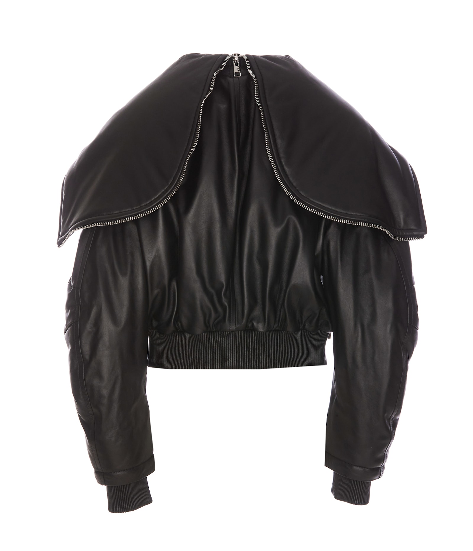 Shop Attico Leather Bomber In Black