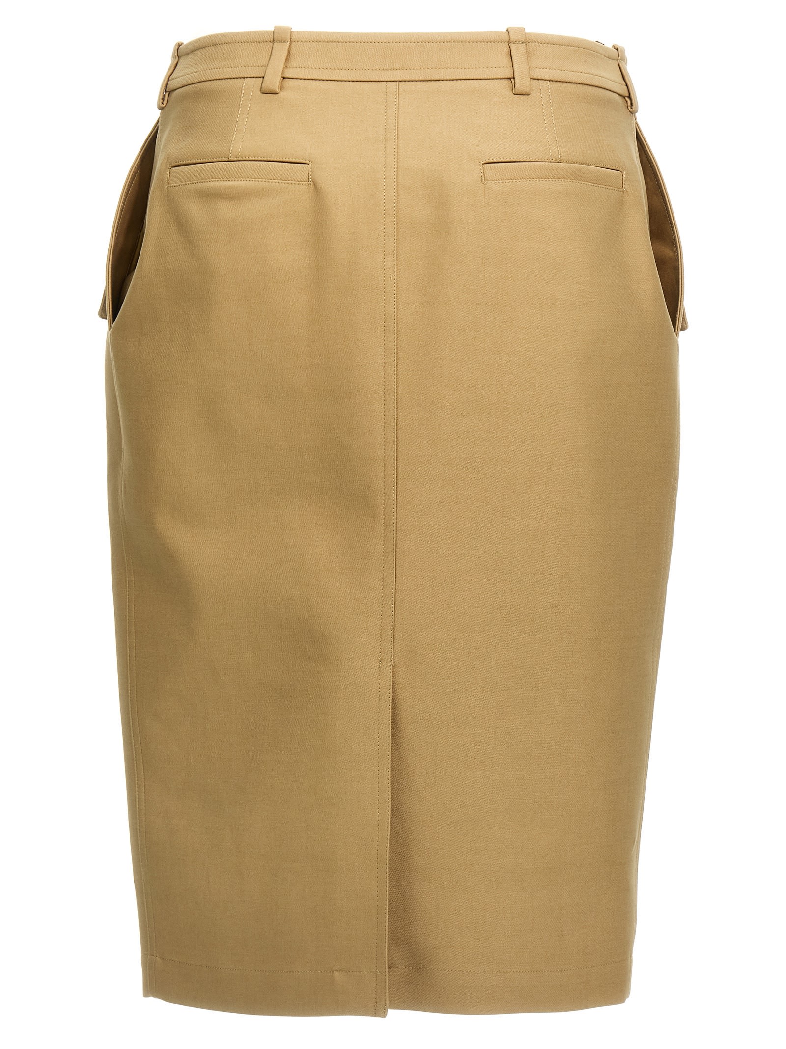 Tom Ford Stretch Cotton Twill Midi Skirt Skirts Beige In Brown