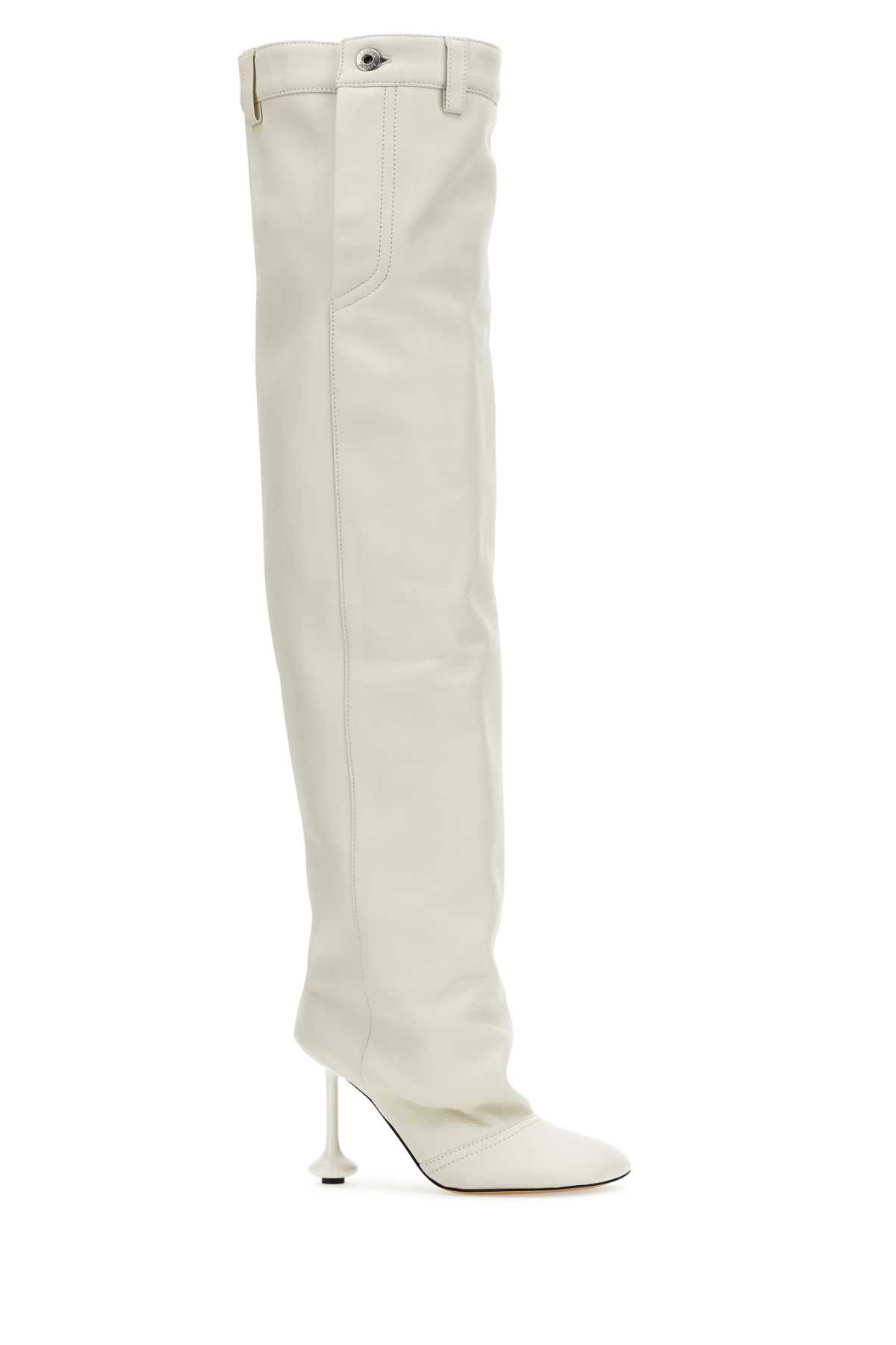 Shop Loewe Ivory Nappa Leather Toy Boots In Anthuriumwhite