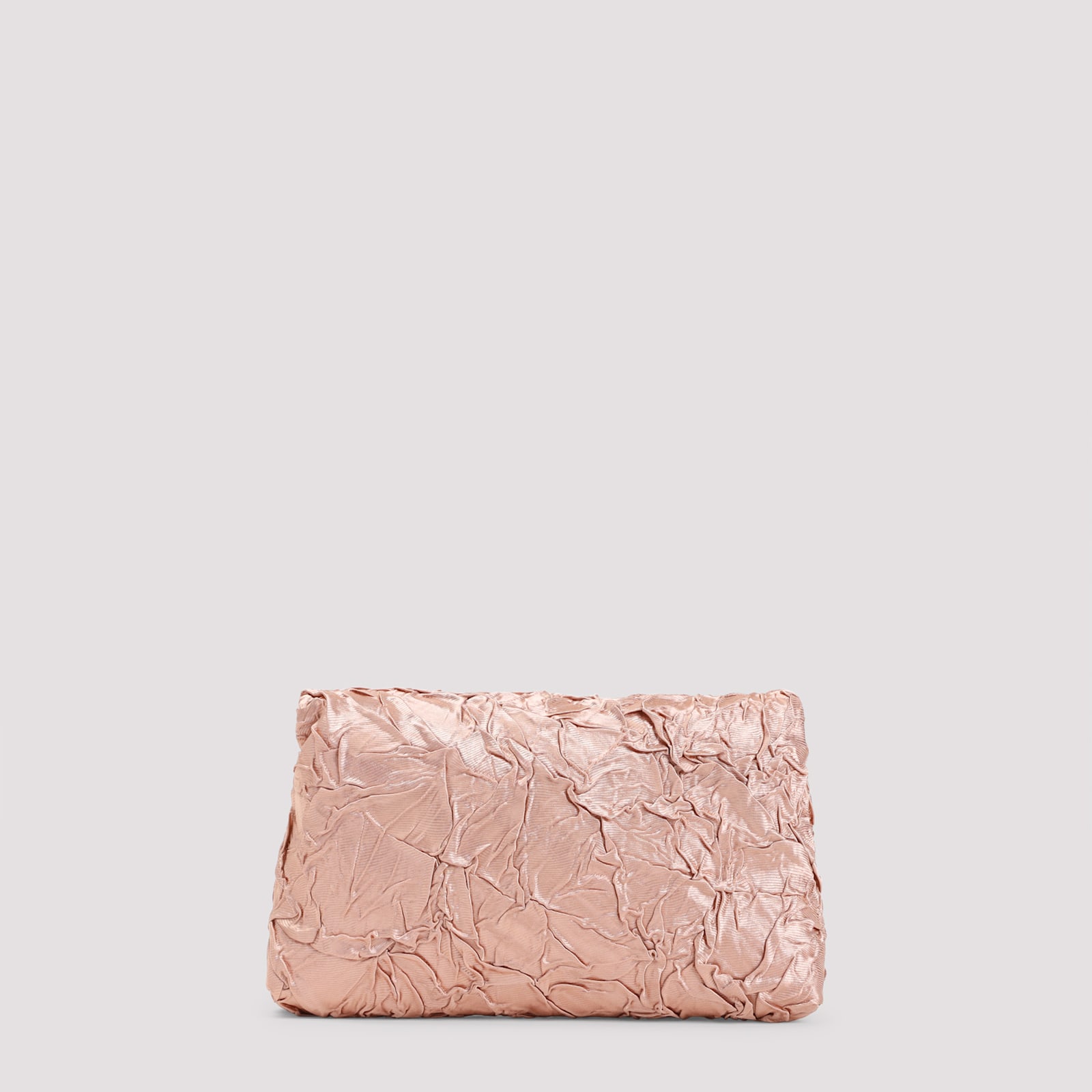 Dries Van Noten Chain Strap Crinkled Texture Envelope Flap Metallic Finish Pleated Fabric Shoulder Bag In Peach