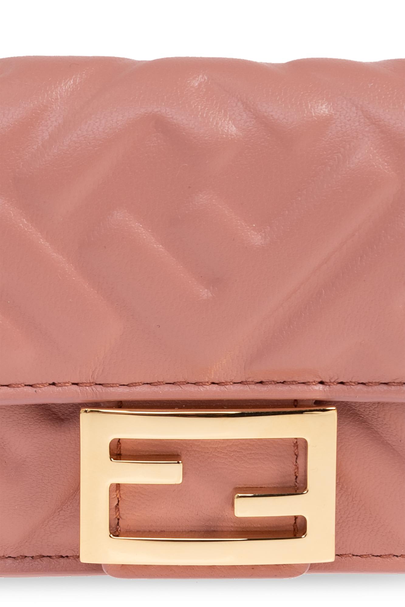 Fendi Micro Tri-fold Wallet Baguette In Leather In Brown