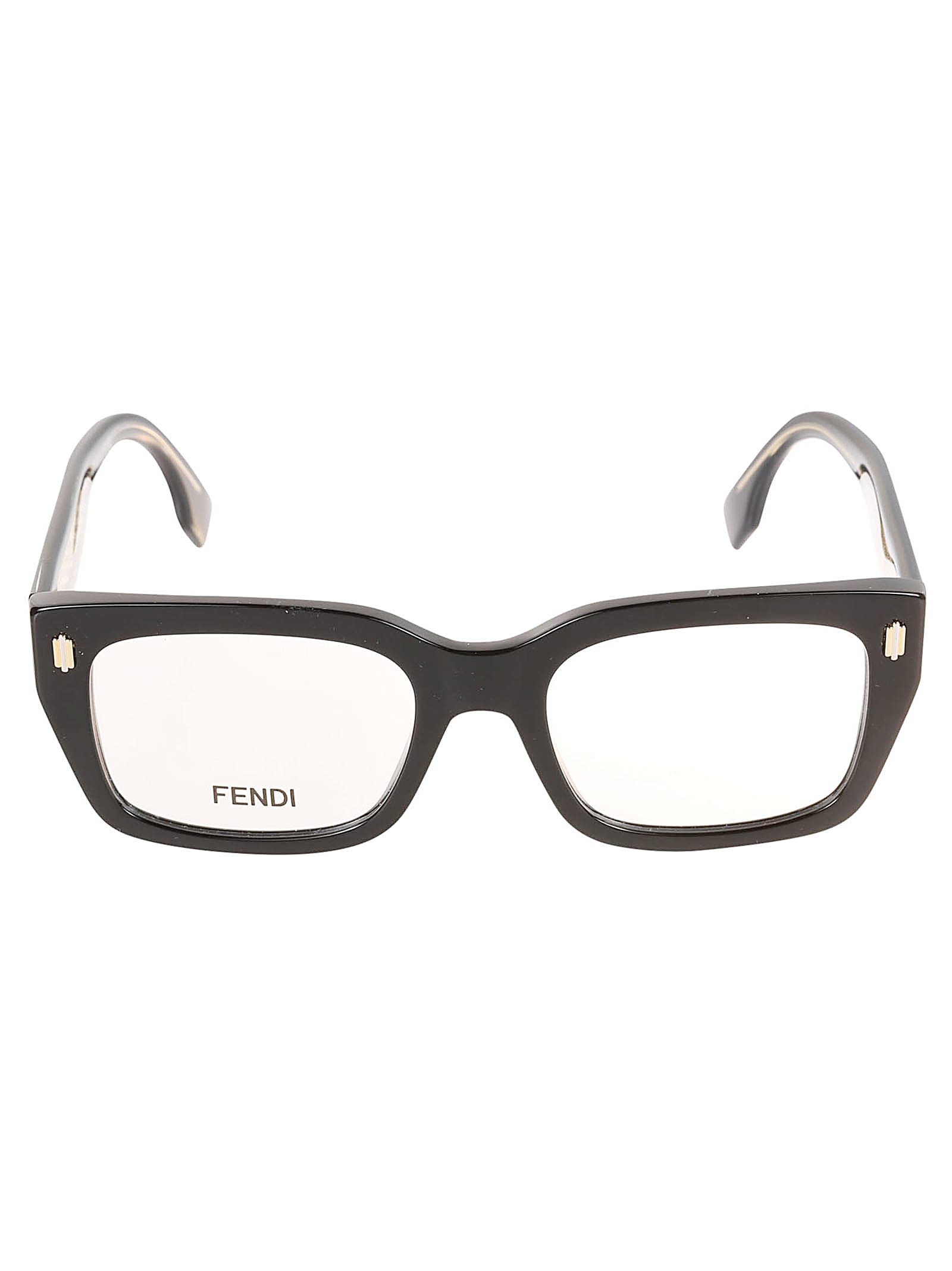 Fendi Logo Sided Square Frame Glasses In 001 - Black