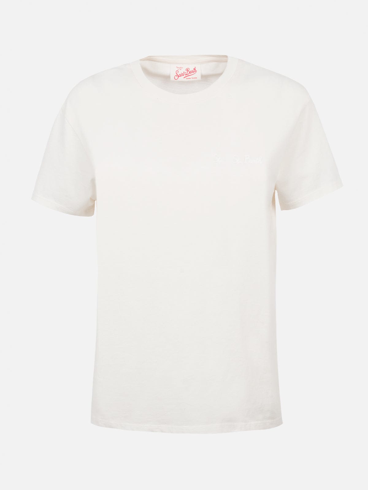 Mc2 Saint Barth Woman Off-white Cotton Jersey Crewneck T-shirt Emilie In White
