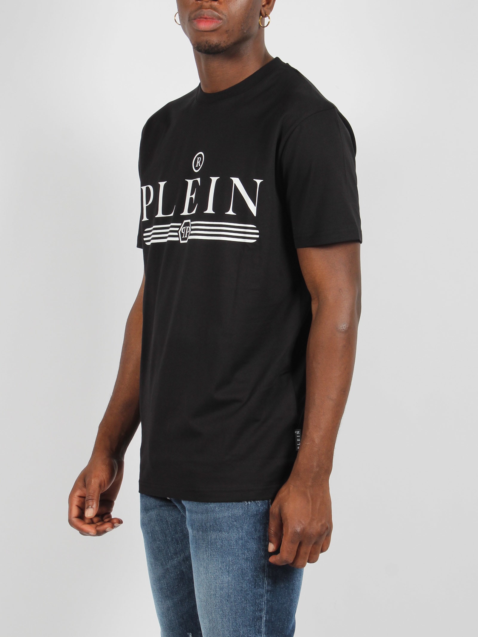 Shop Philipp Plein Round Neck Ss Logo T-shirt In Black