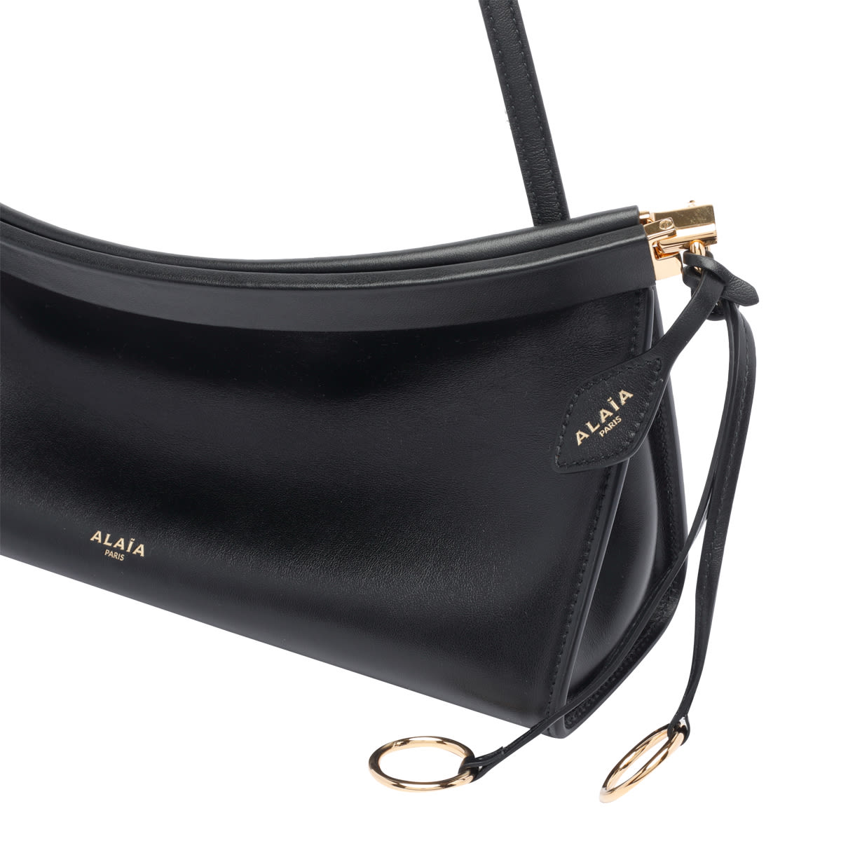 Alaïa Le Click Medium Shoulder Bag In Glossy Leather In Noir
