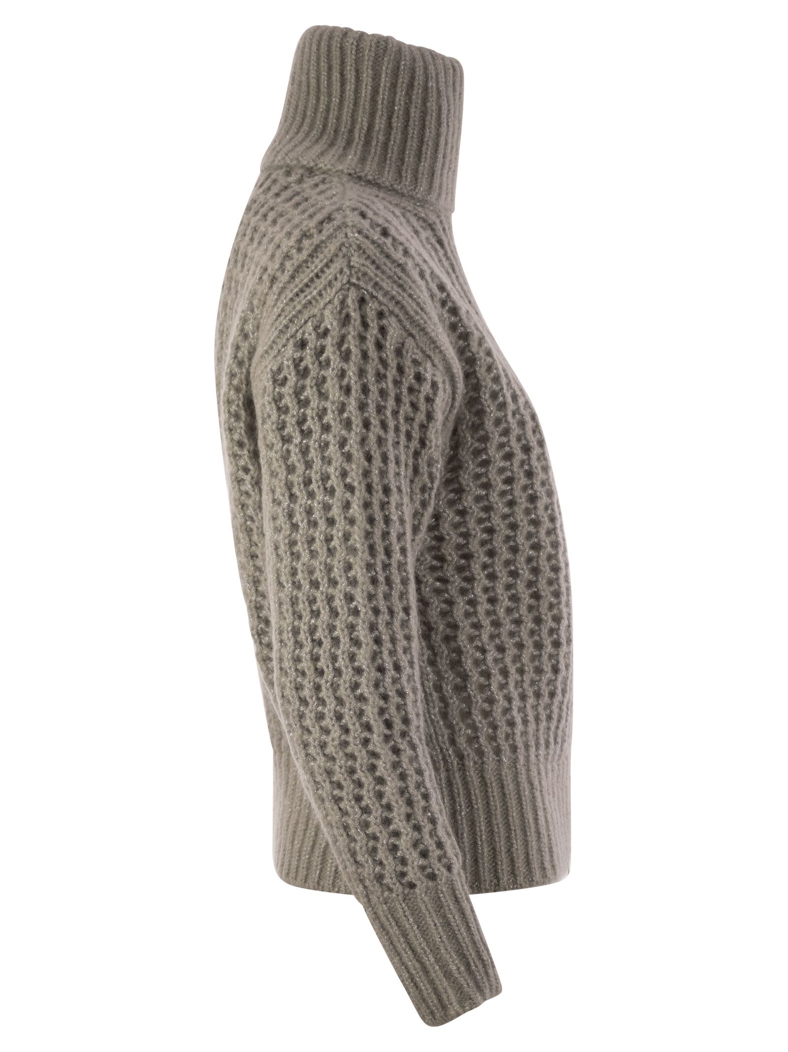 Shop Herno Cardigan In Alpaca And Wool Yarn In Beige