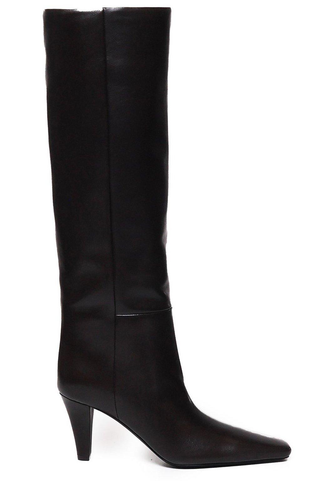 Shop Saint Laurent Jill Pointed-toe Boots In Brown