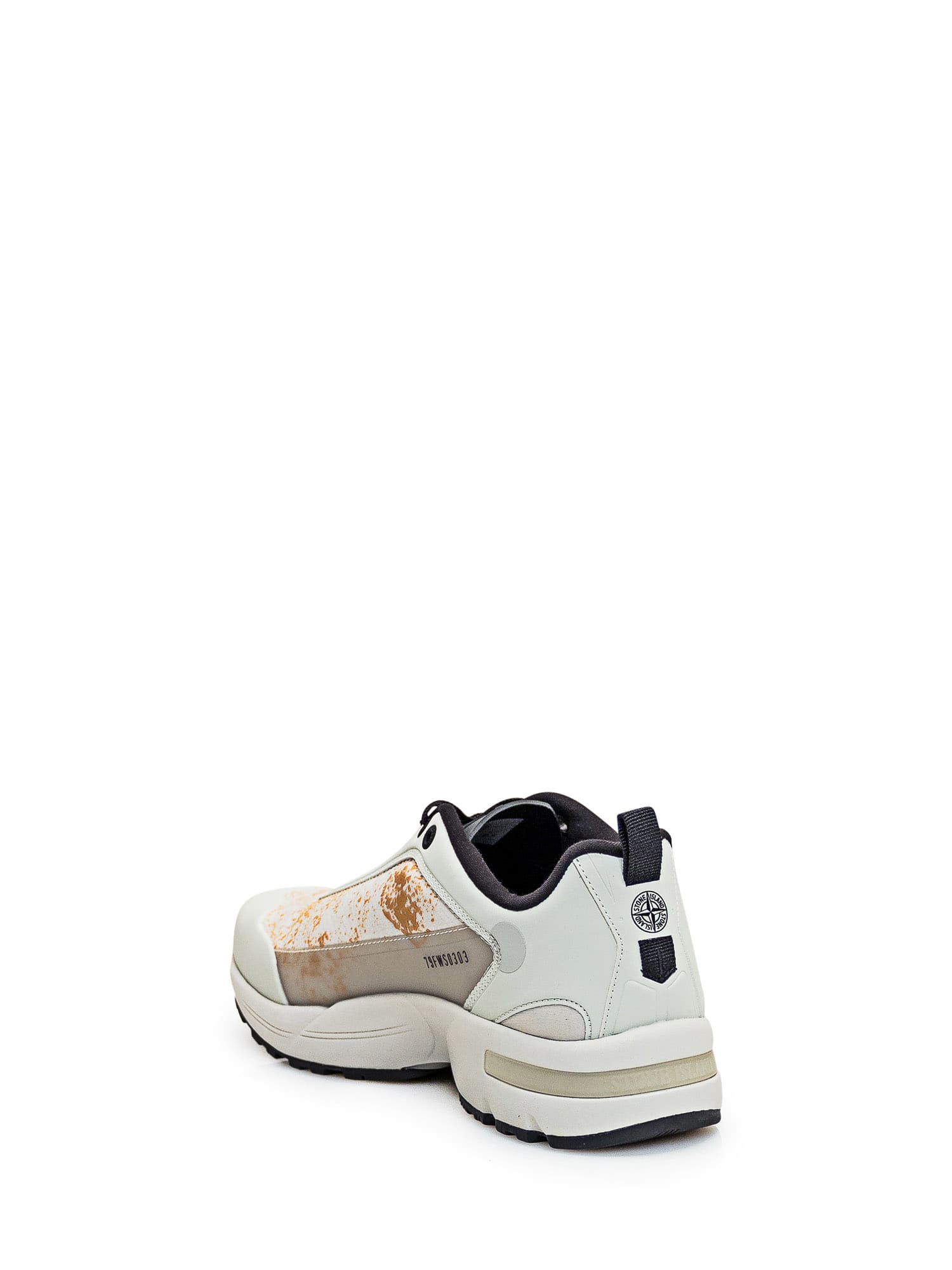 Shop Stone Island Grime Leather And Tencel Sneakers In Grey