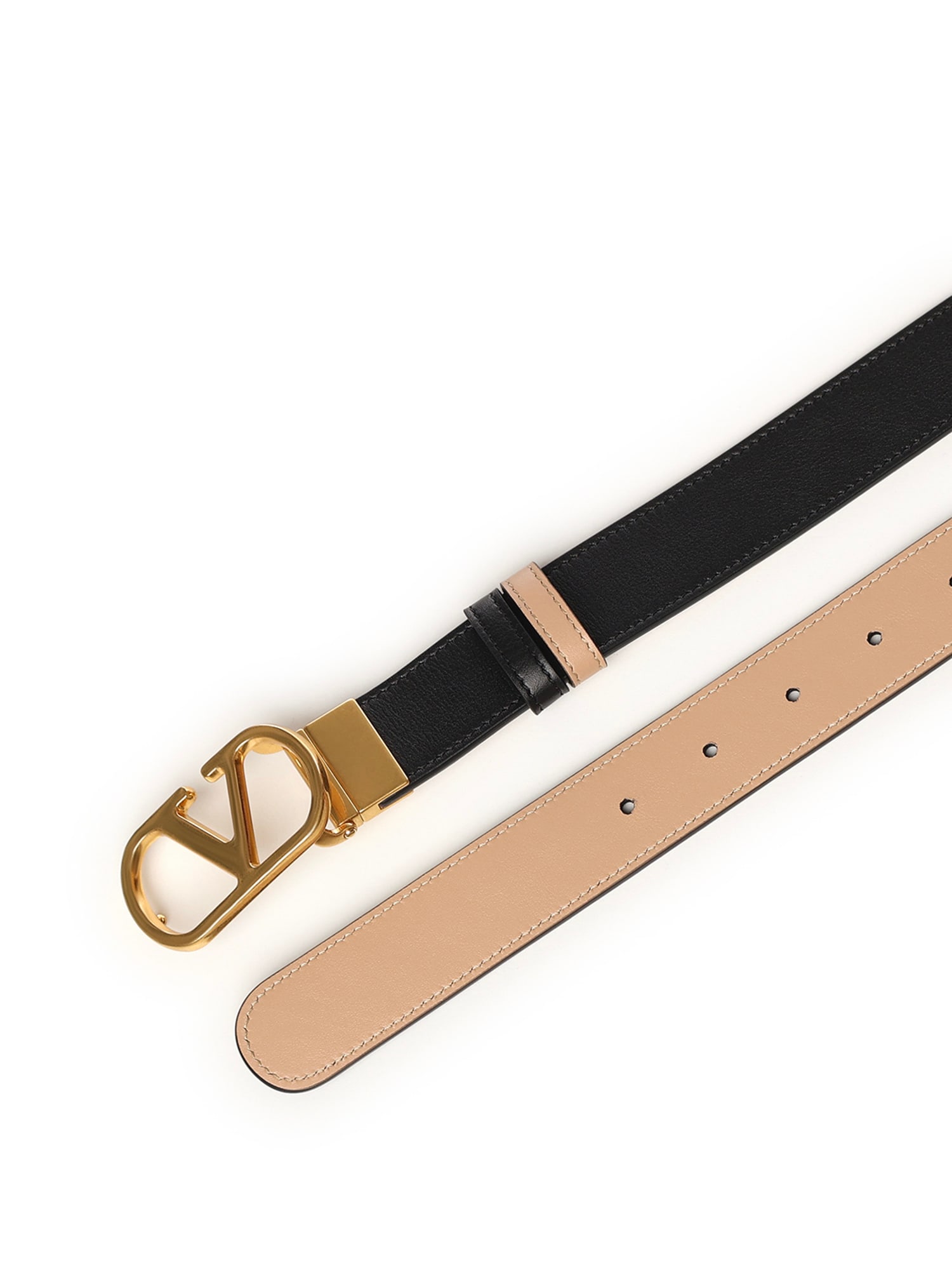 Valentino Vlogo Reversible Belt In Polished Calfskin In Black