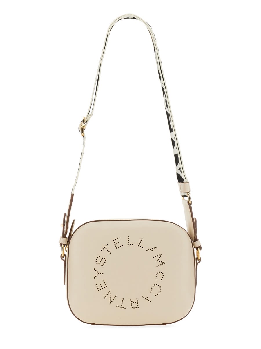 Shop Stella Mccartney Mini Camera Bag With Logo In White