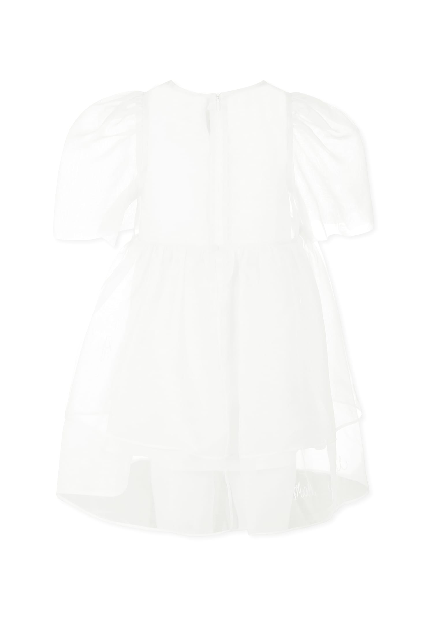 Simonetta White Dress For Girl With Writing In White