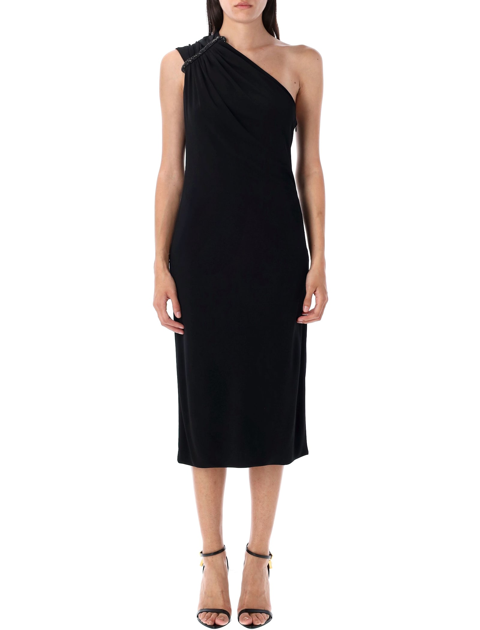 Tom Ford One-shoulder Crystal Embellished Cocktail Dress In Black