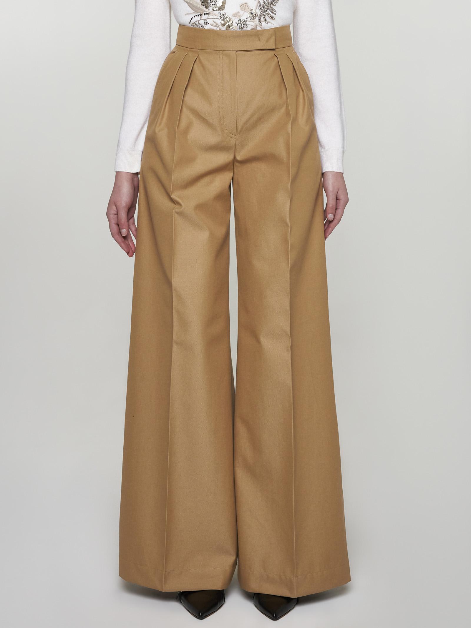 Shop Max Mara Corte Cotton Trousers In Neutrals