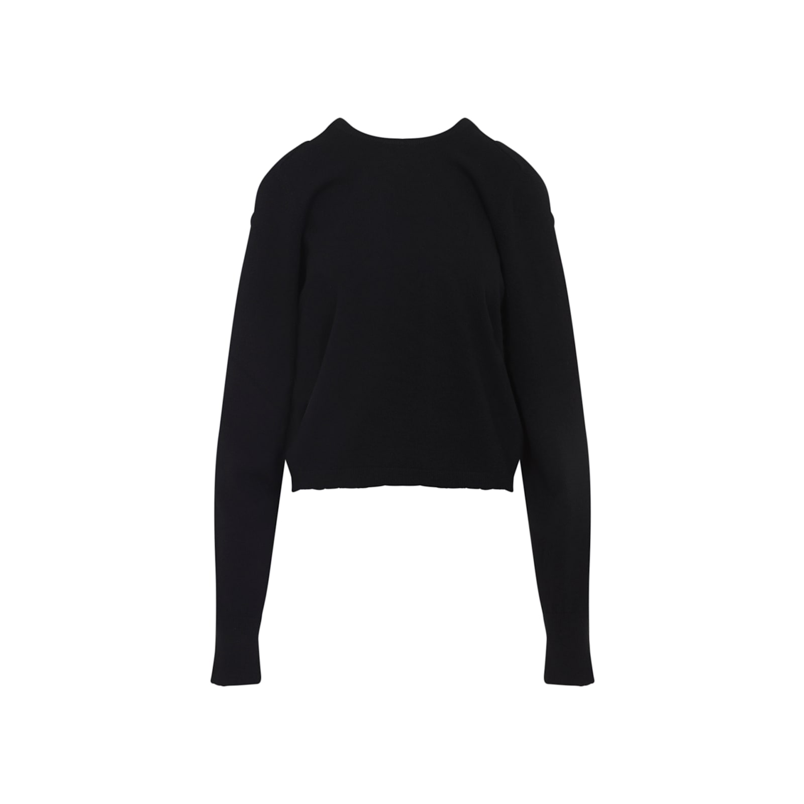 Maison Margiela Long-sleeved Wool Sweater With Cropped Fit And Minimalist Details In Black