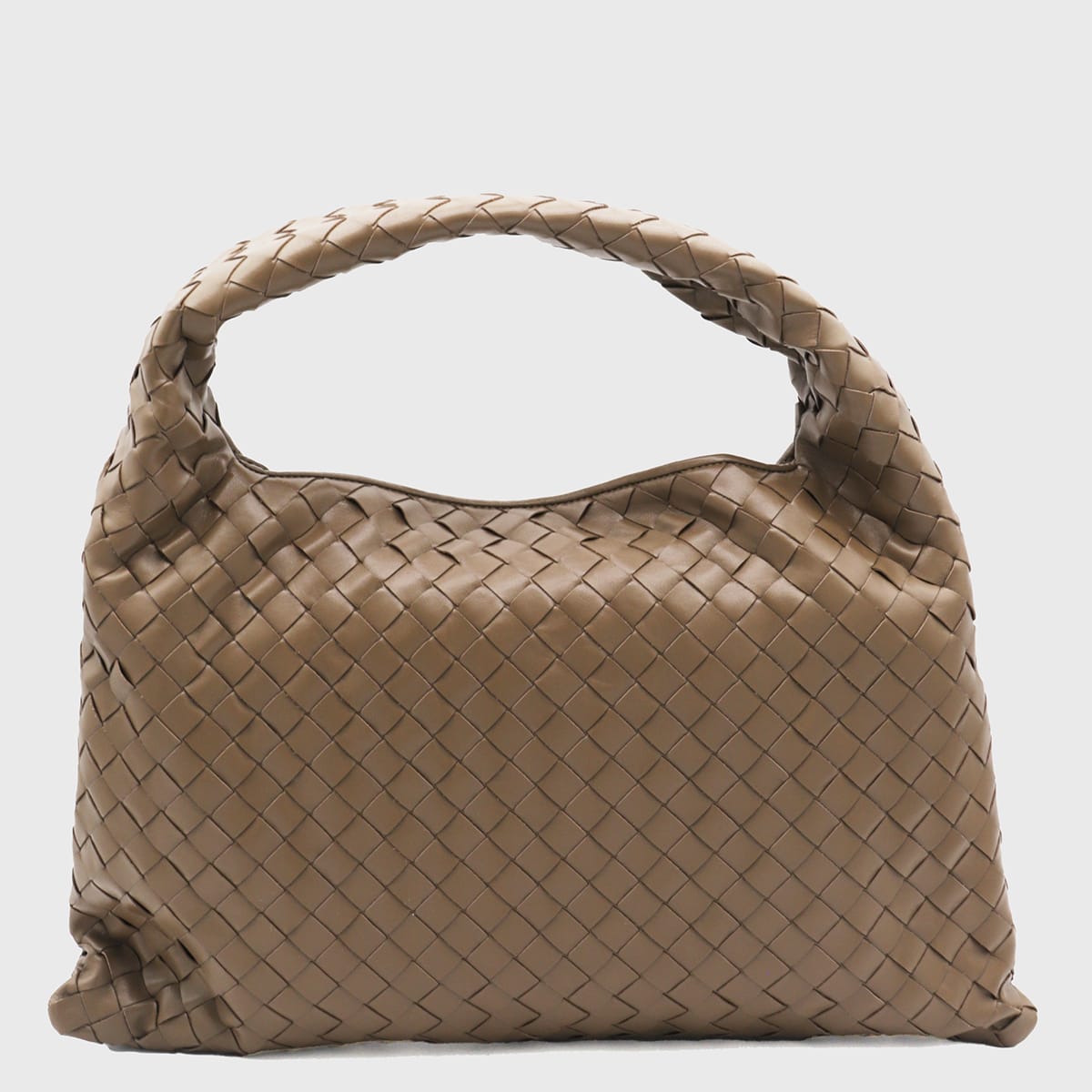 Bottega Veneta Brown Leather Hop Small Handle Bag In Pinecone-m Brass