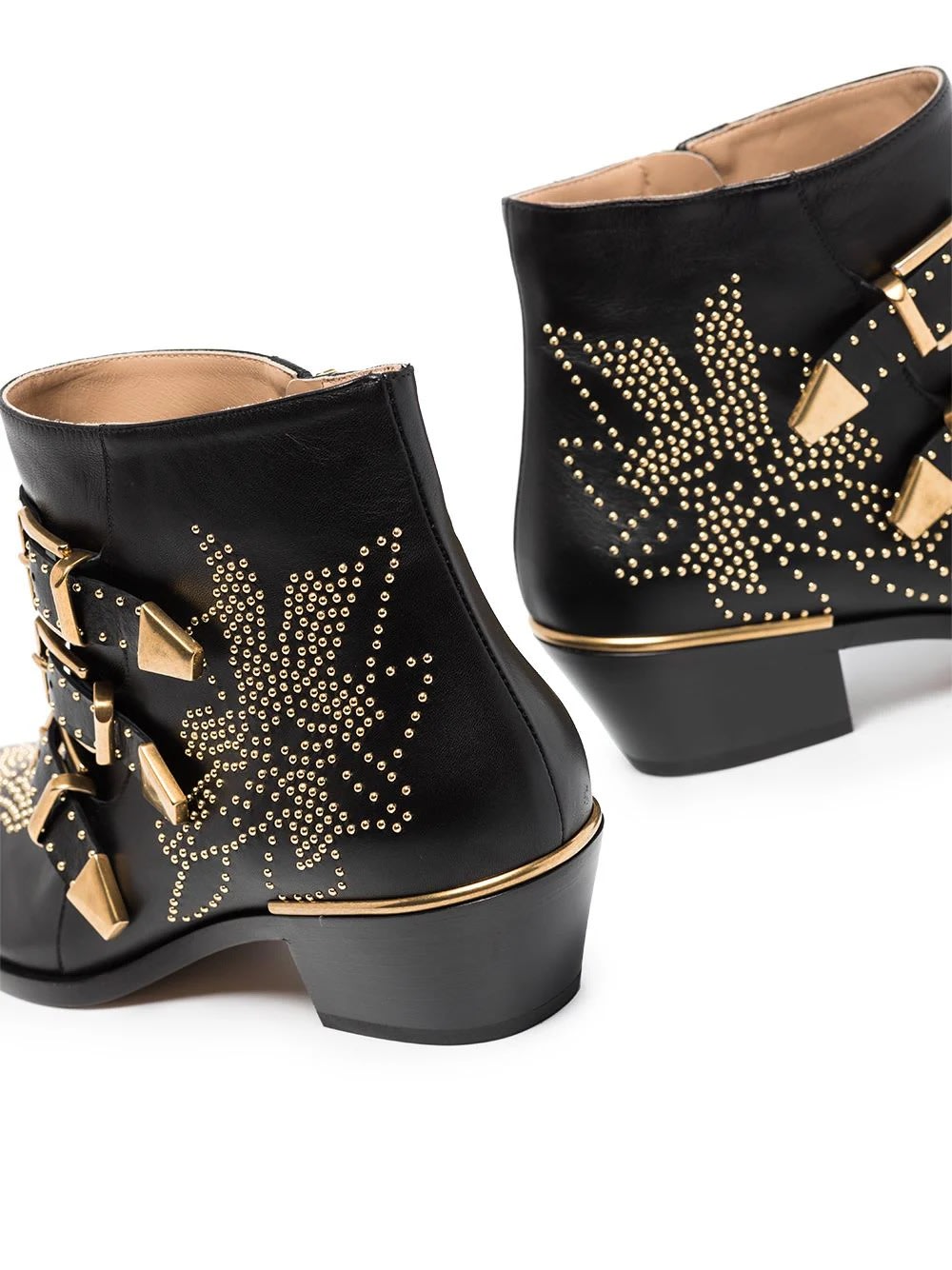 Shop Chloé Susanna Ankle Boots In Black And Gold