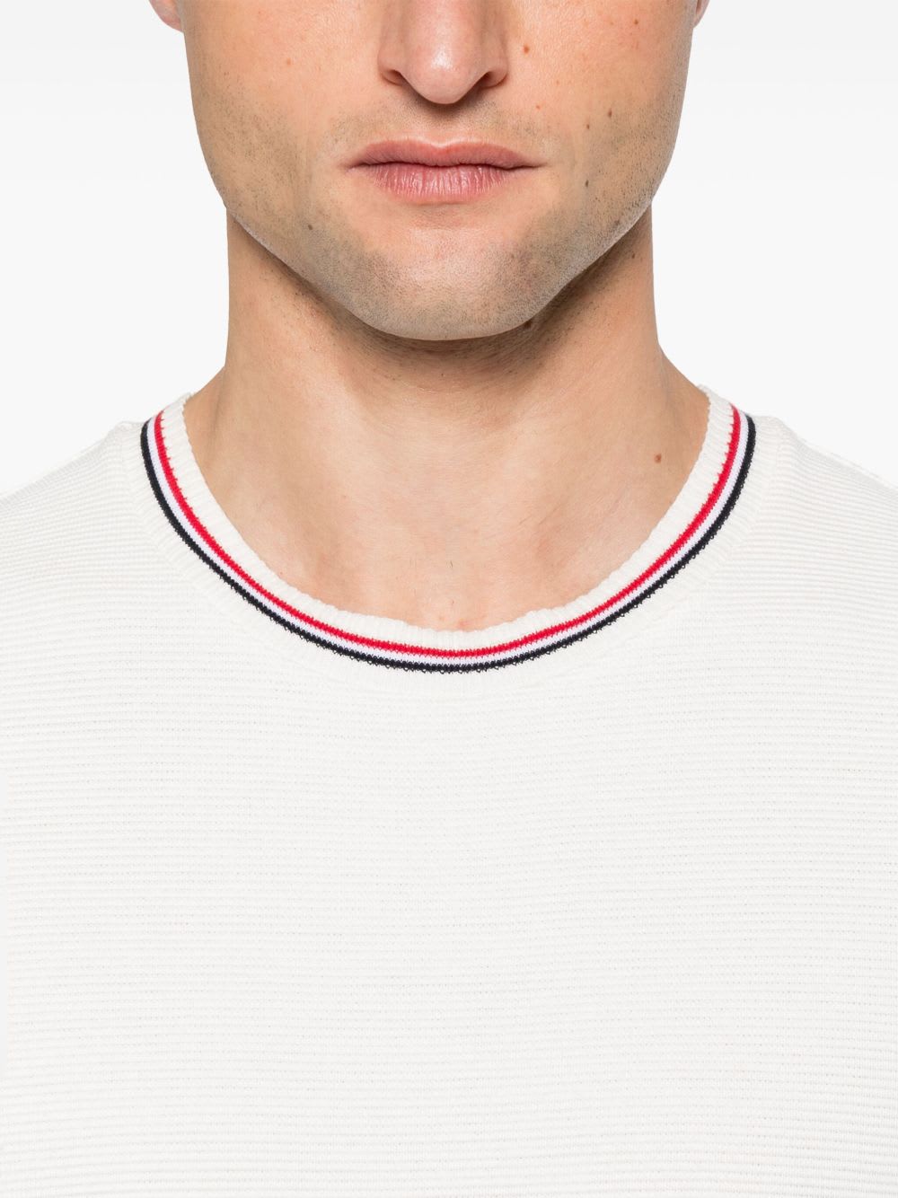 Thom Browne White T-shirt With Tricolour Detail