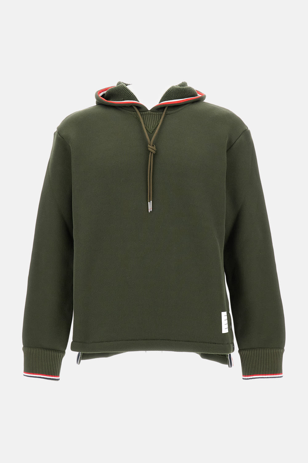 Thom Browne Oversized Hoodie Pullover With Tipping Stripe In Chunky Loopback In Green