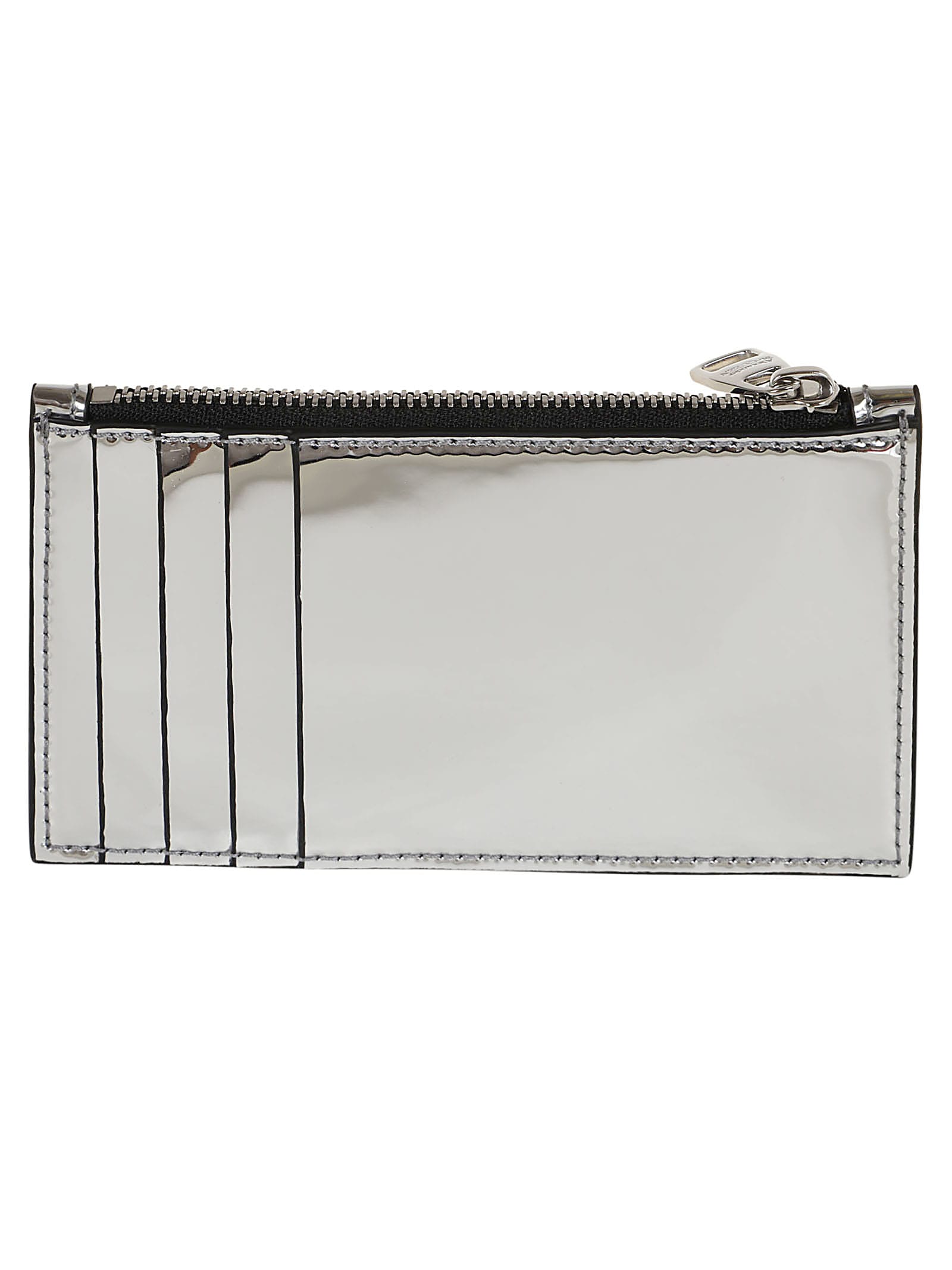 Shop Alexander Mcqueen Zip Coin Card Holder In Silver