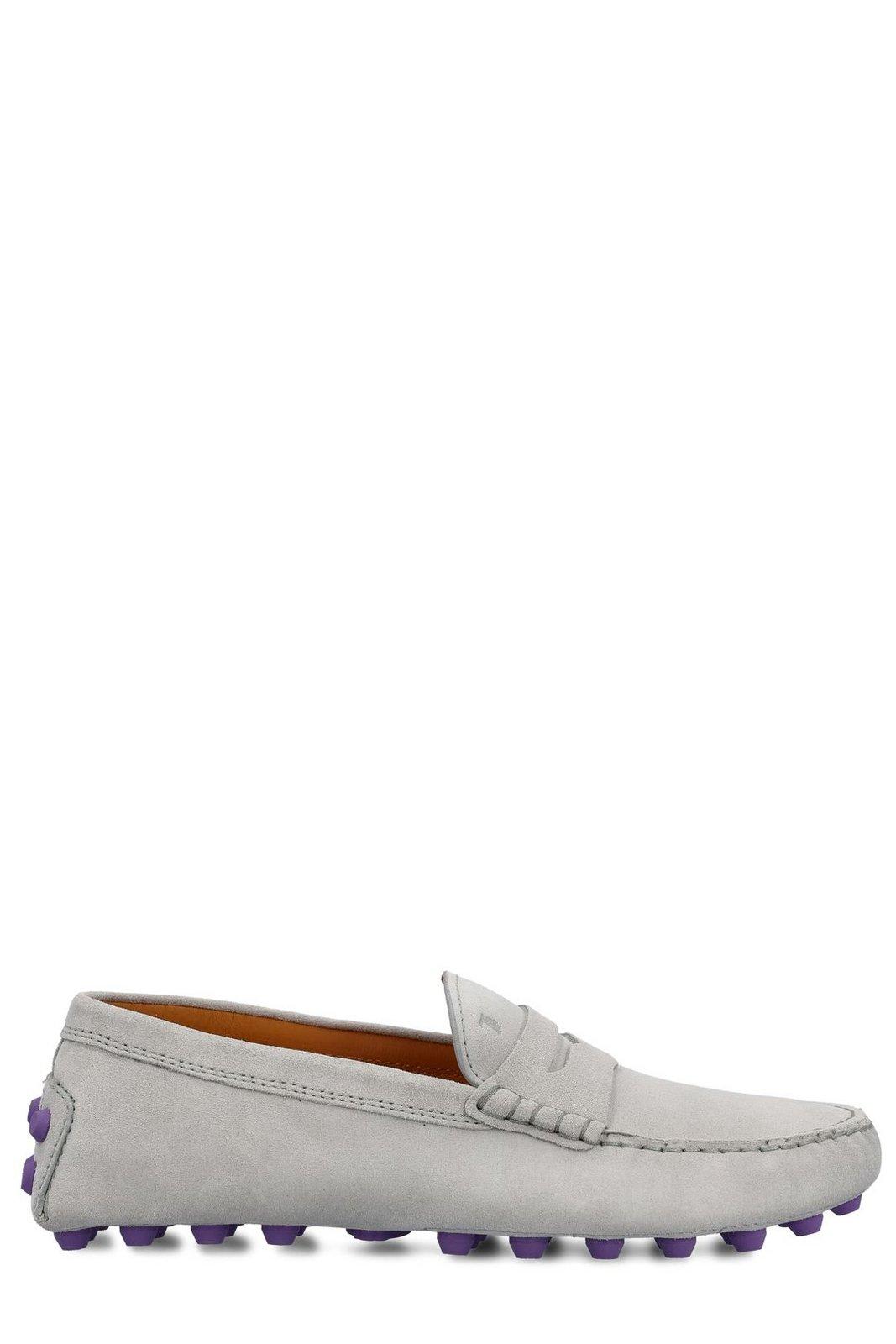 Shop Tod's Gommino Logo-debossed Slip-on Loafers In Grey