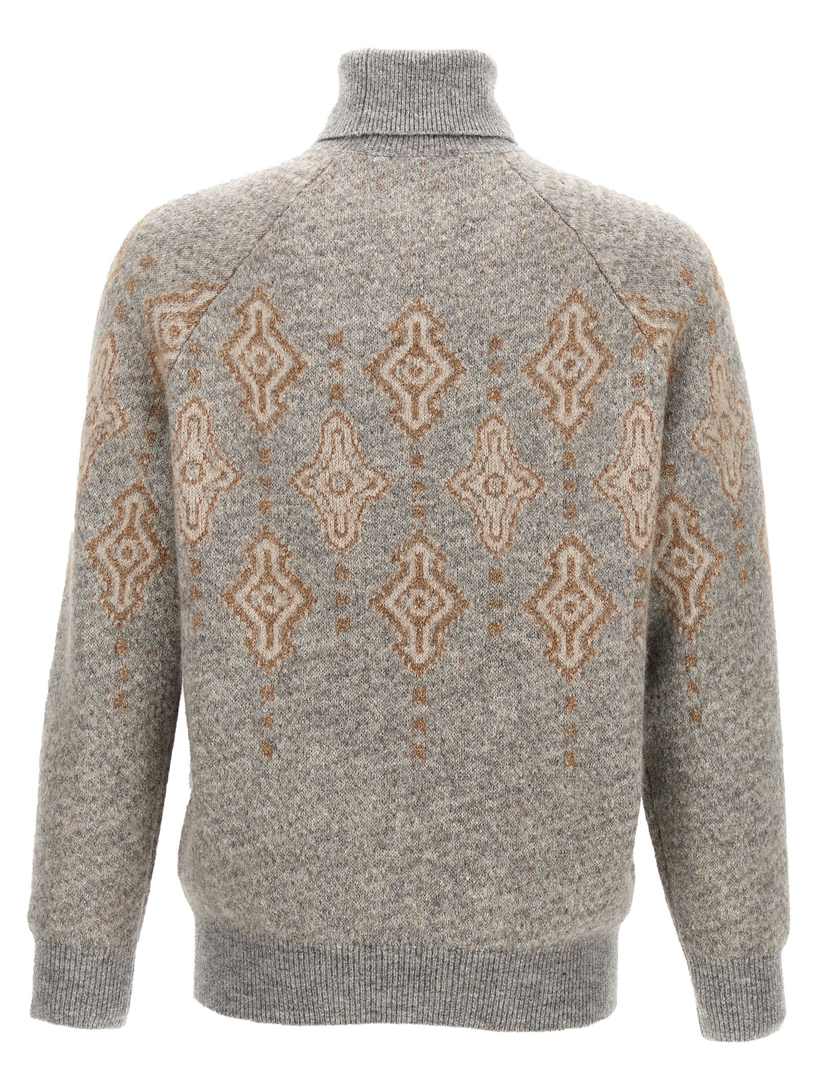 Shop Brunello Cucinelli Jacquard Sweater In Gray