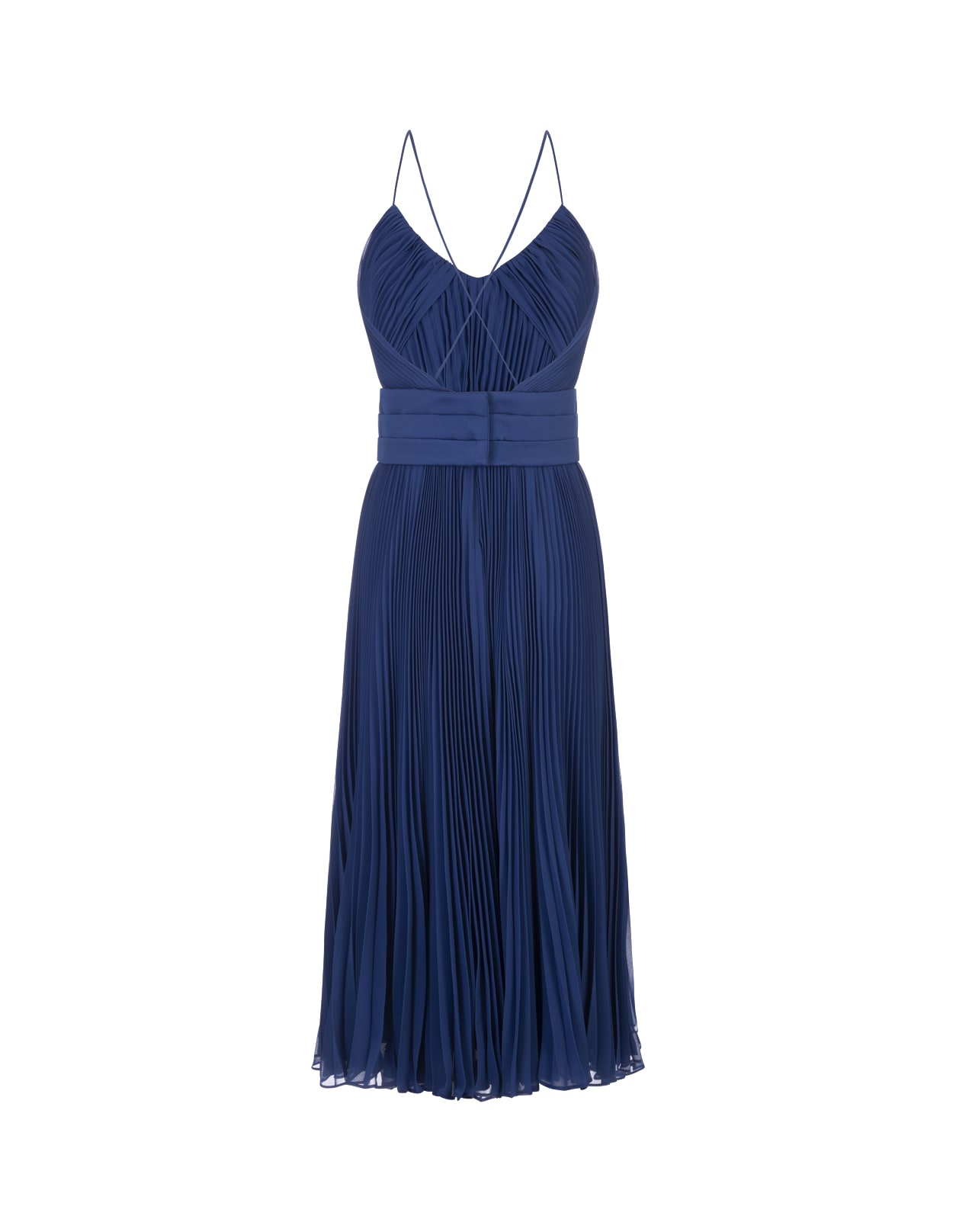 Shop Max Mara Clarino Pleated Midi Dress In Blu