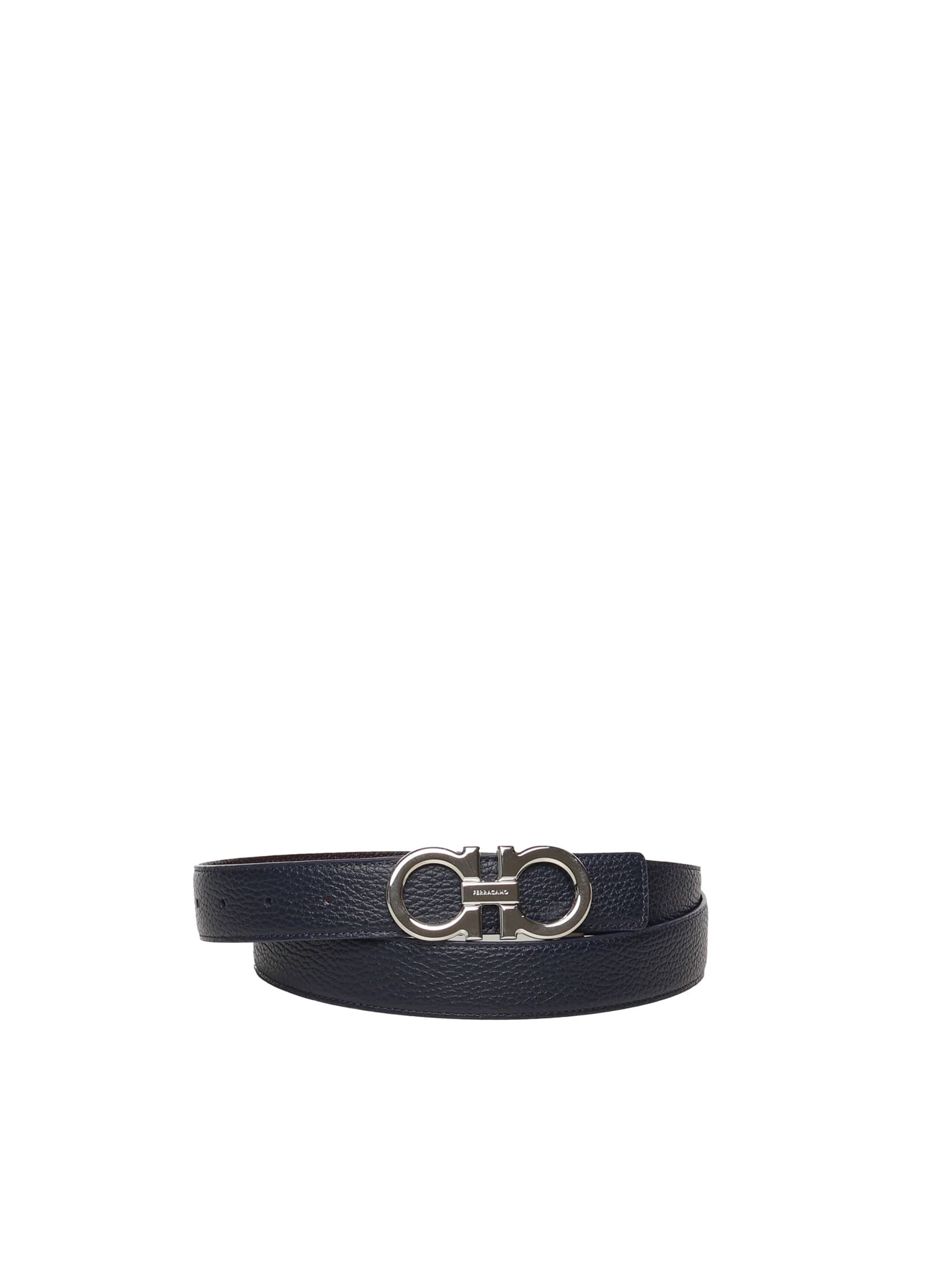 Ferragamo Leather Gancini Belt In Black