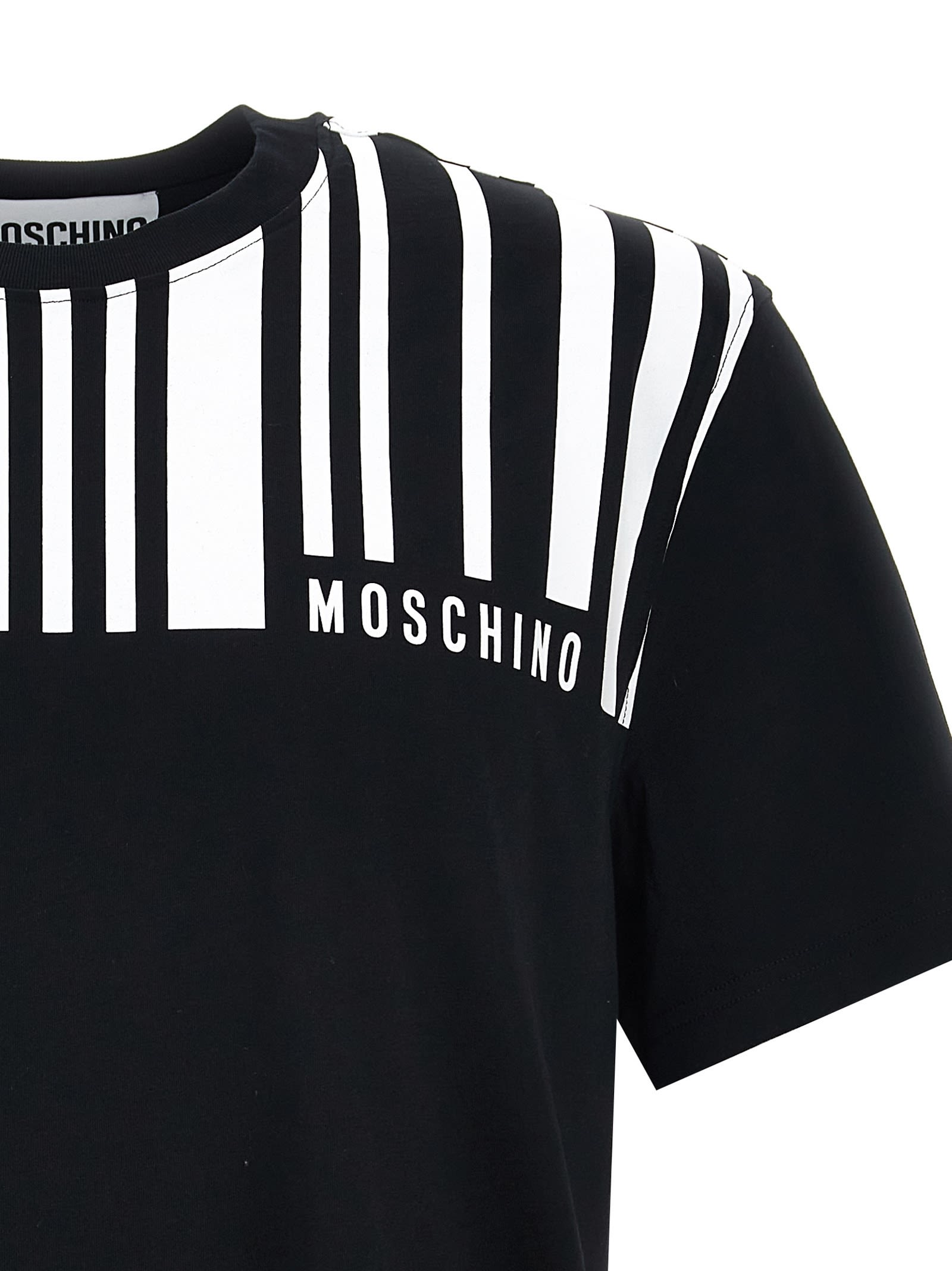 Shop Moschino Contrast Print T-shirt In White/black