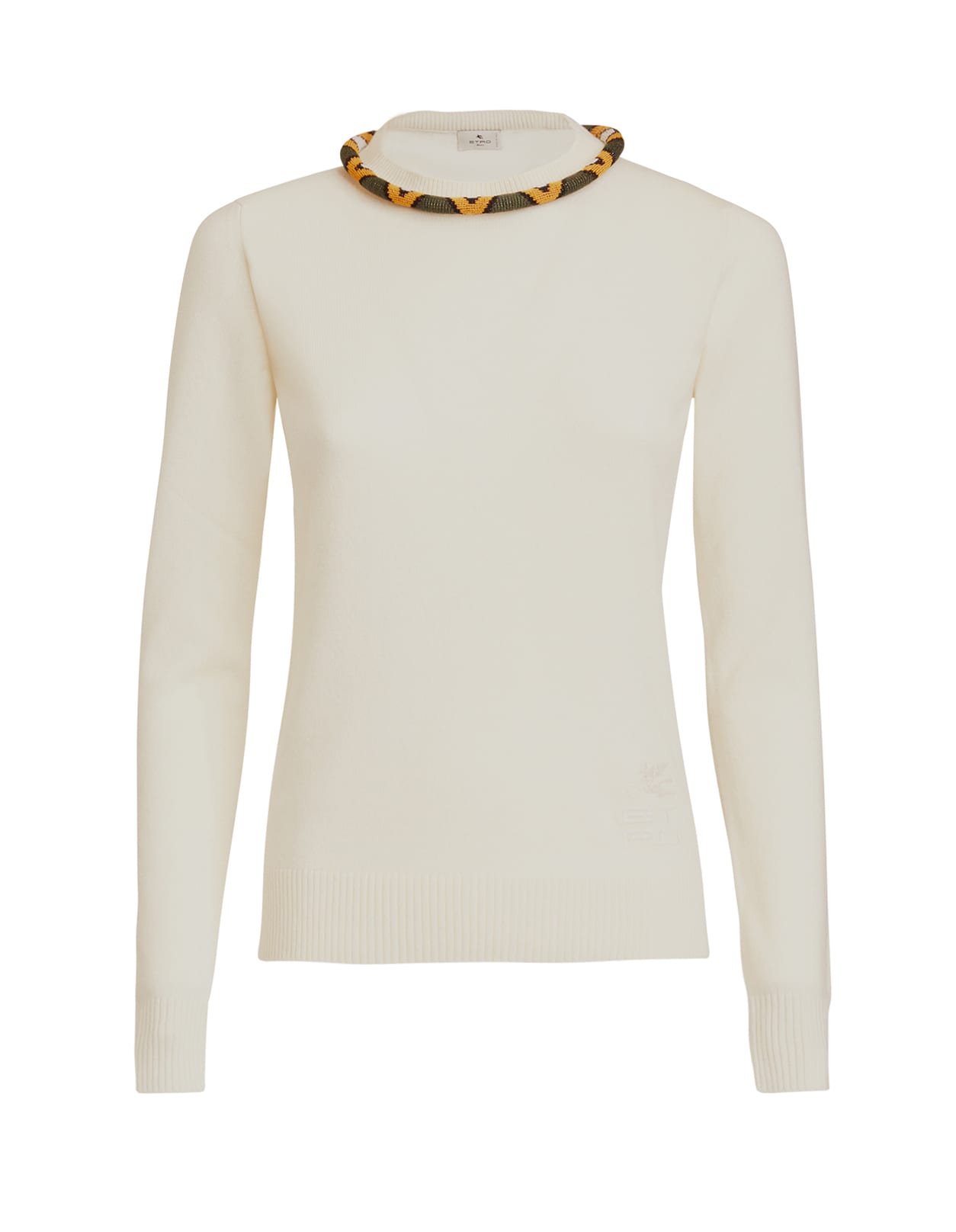 Etro Woman Slim Fit Sweater In White Wool And Cashmere