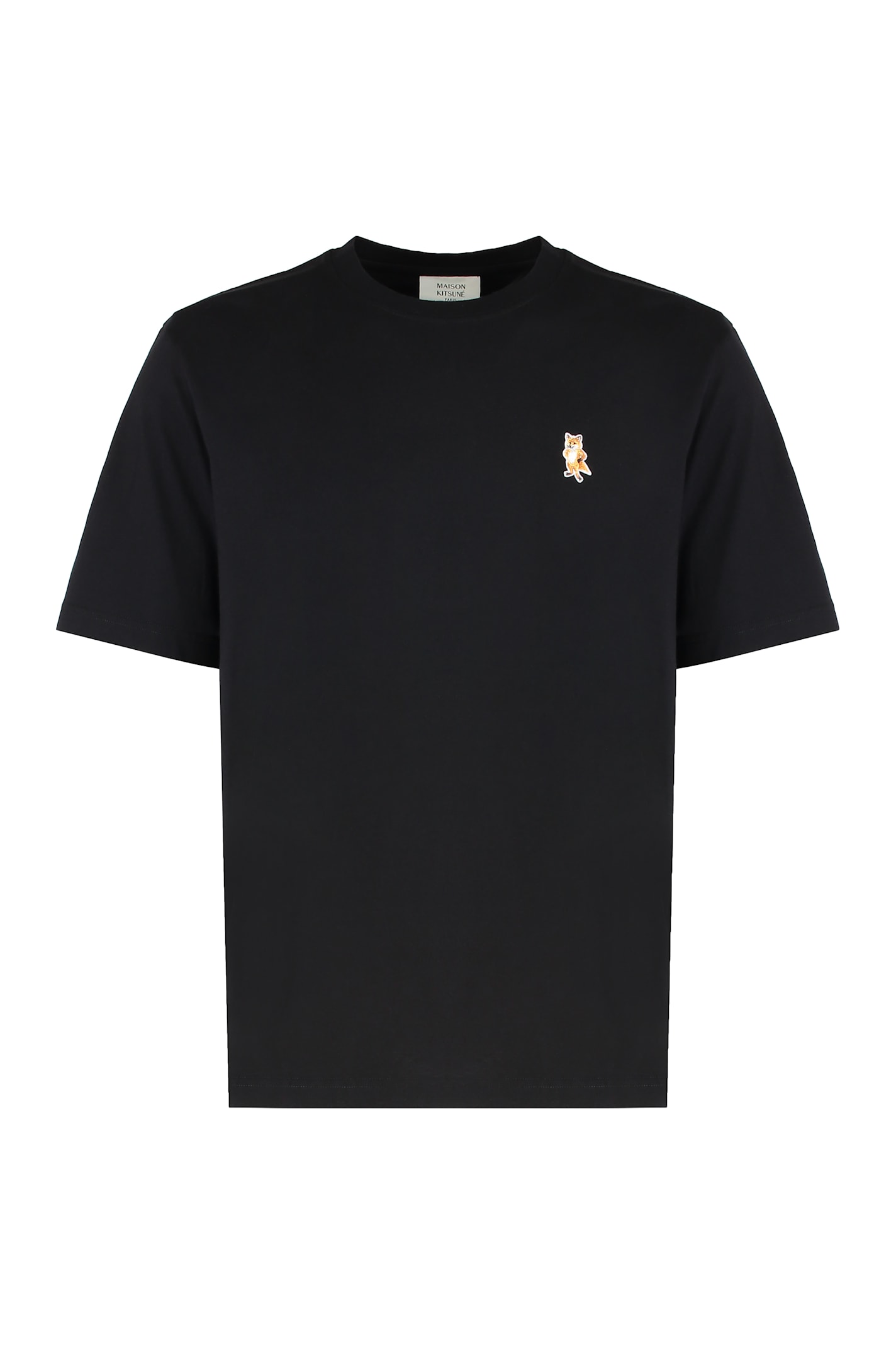 Maison Kitsuné Round Neck T-shirt In Cotton In Black