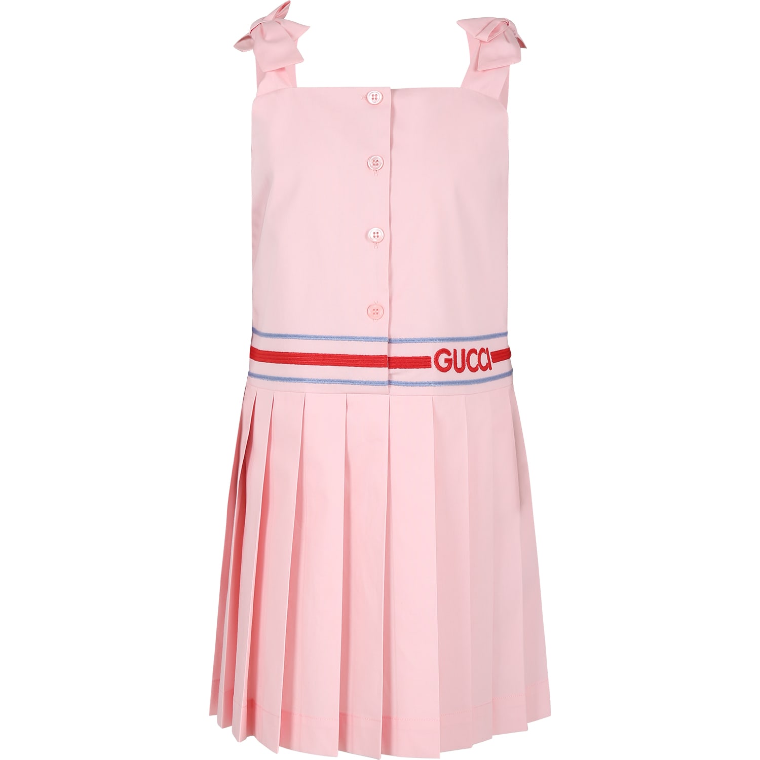 Shop Gucci Pink Dress For Girl With Logo
