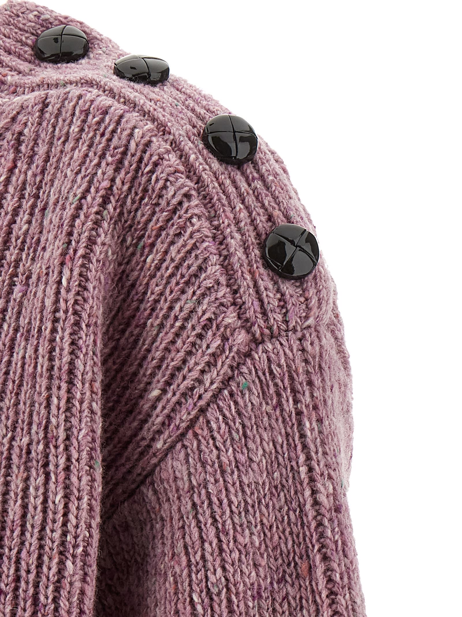 Chloé Cropped Mock-neck Sweater In A Merino Wool Knit In Purple