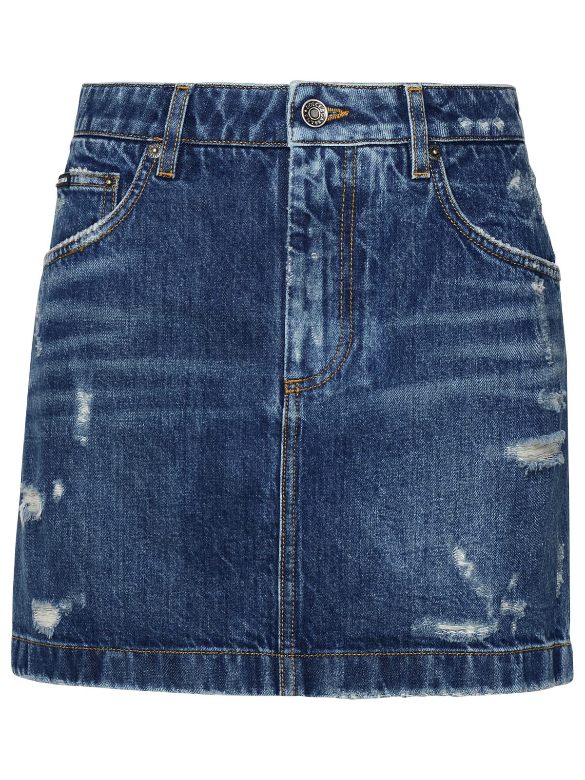 Shop Dolce & Gabbana Blue Cotton Miniskirt