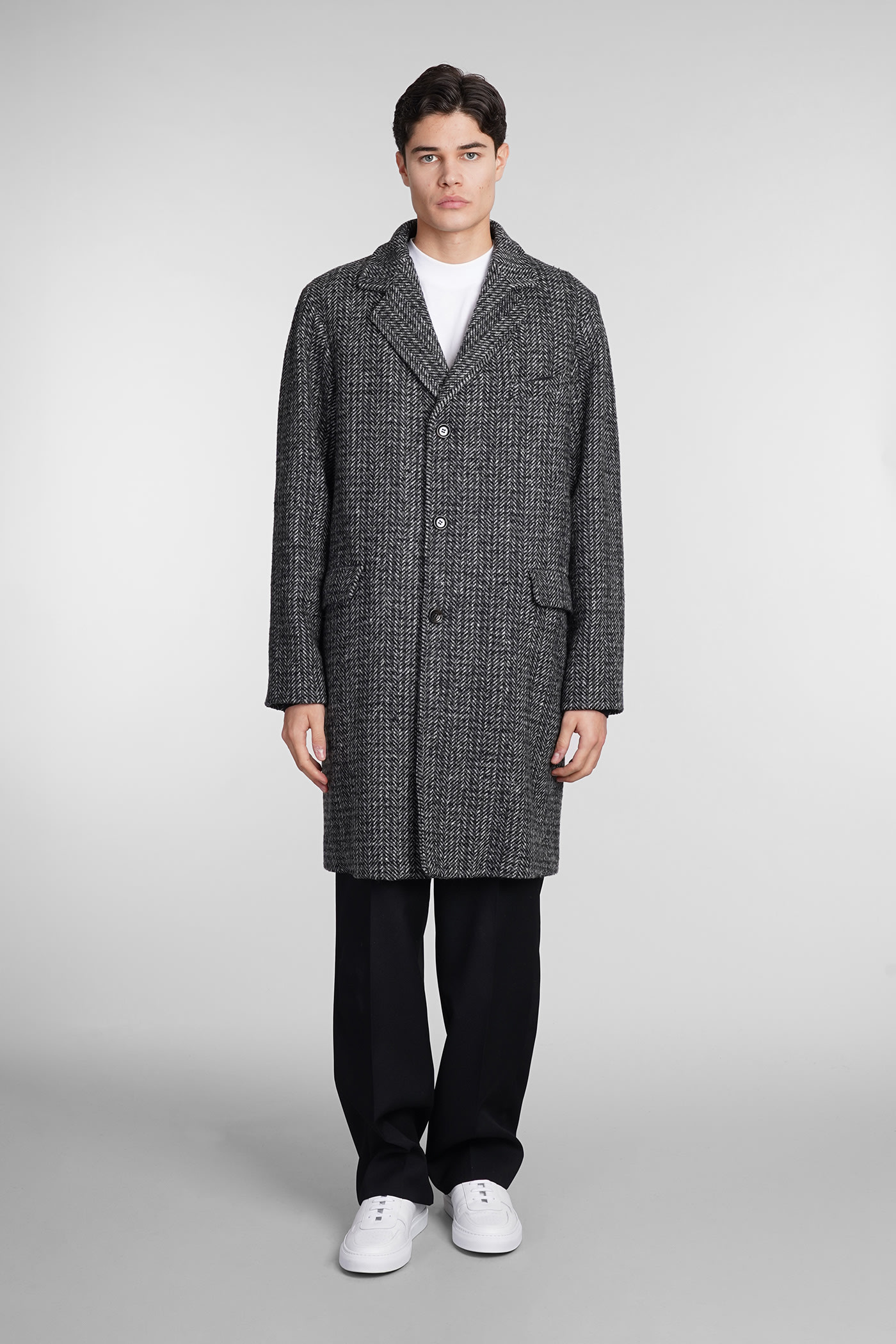Aspesi Cappotto Franz Coat In Black Wool In Black