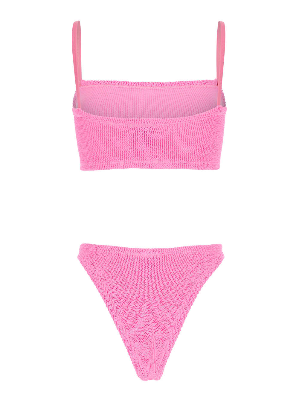 gigi Pink Bikini With Square Neckline And Thin Straps In Ribbed Fabric Woman