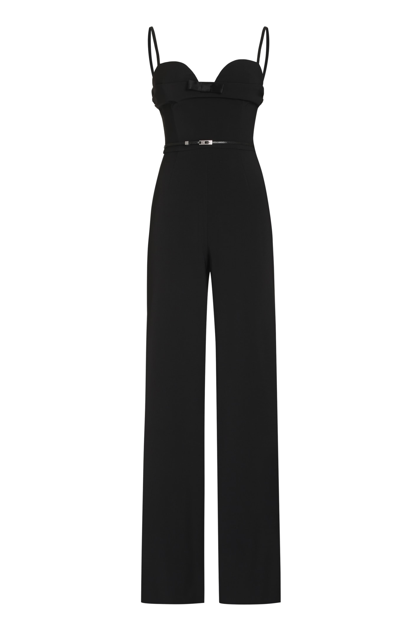 Shop Elisabetta Franchi Crepe Jumpsuit In Black