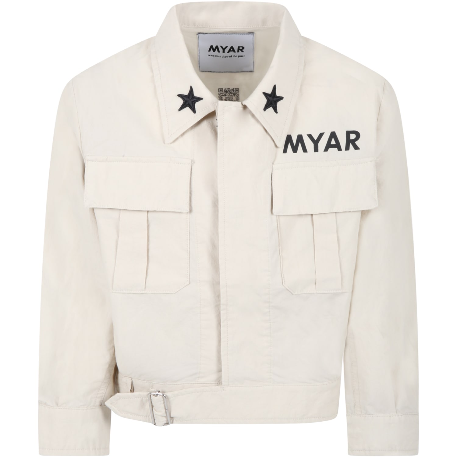 MYAR Ivory Jacket For Boy With Logo