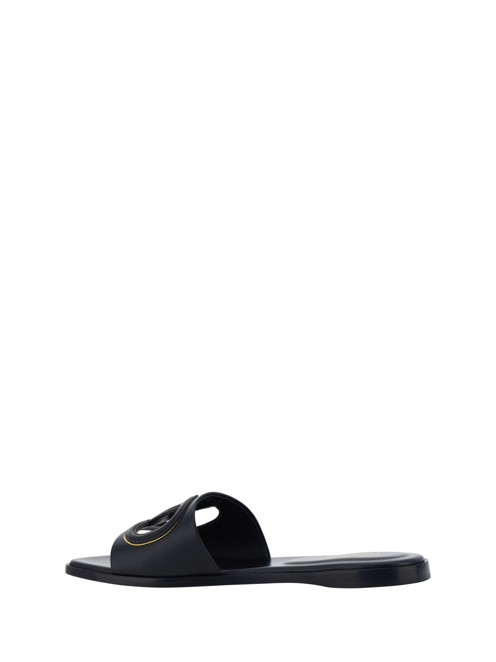 Valentino Vlogo Cutout Leather Sandal In Black