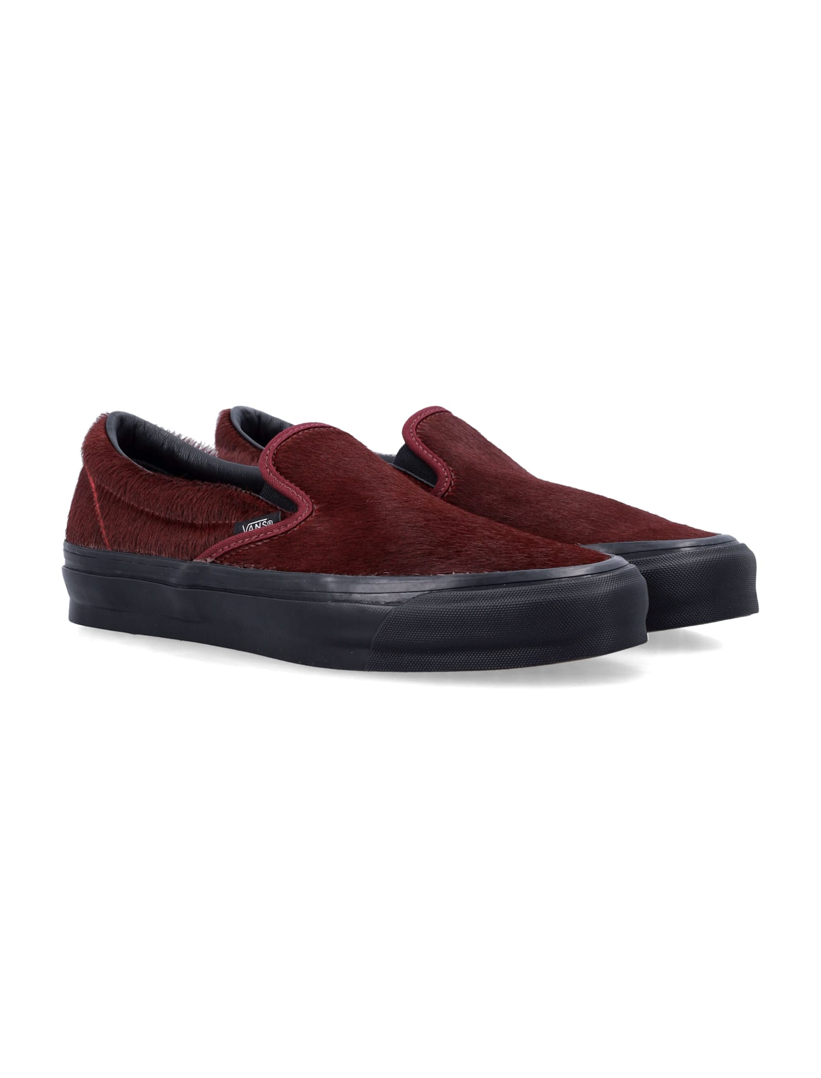 Vans Lx Classic Slip-on 98 Pony Hair Sneakers In Burgundy