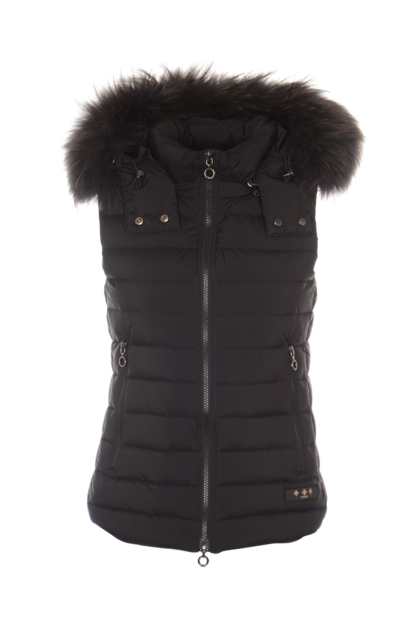 Tatras Fur Embellished Padded Vest In Black