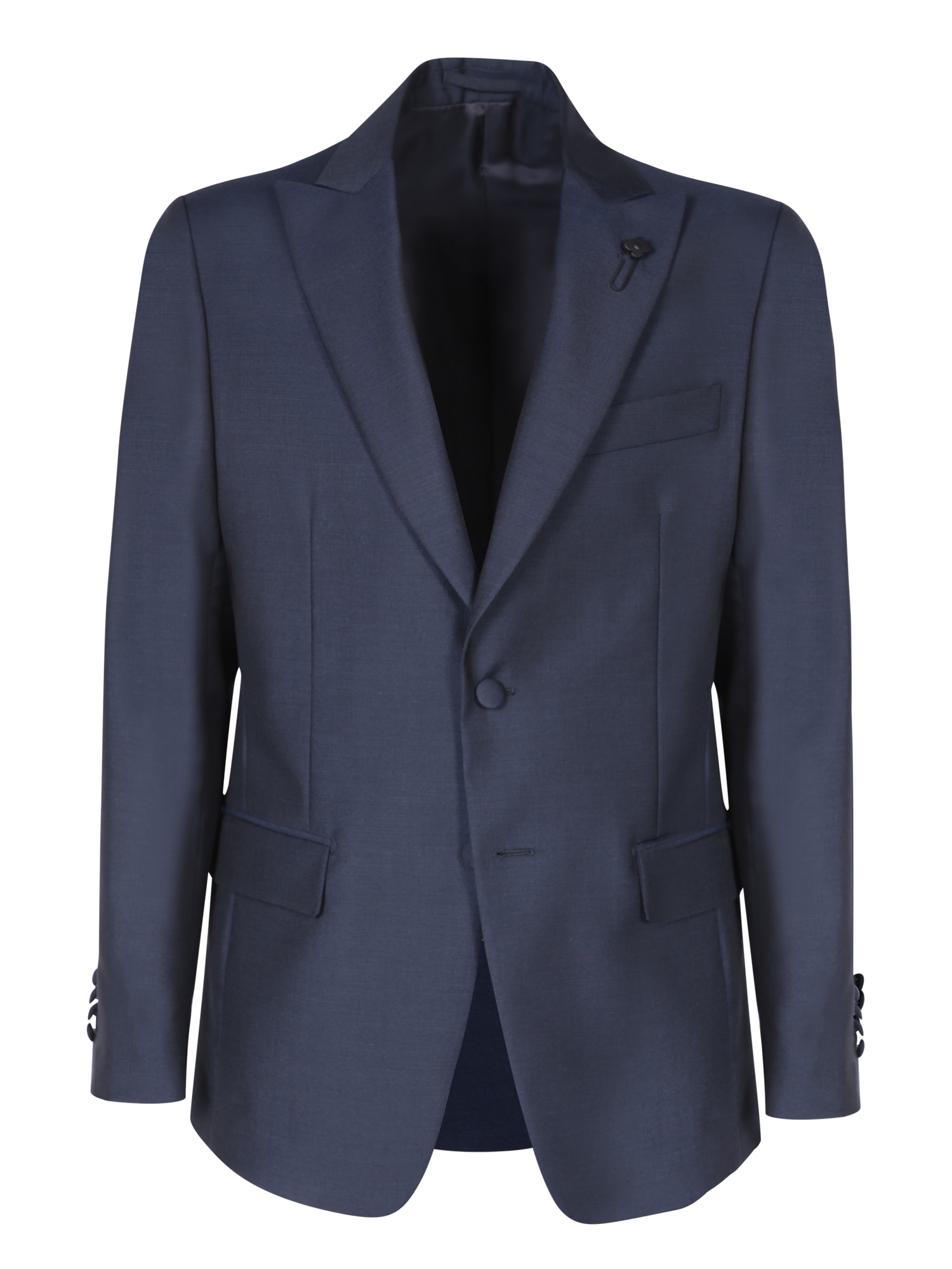 Shop Lardini Single-breasted Black Suit In Blue