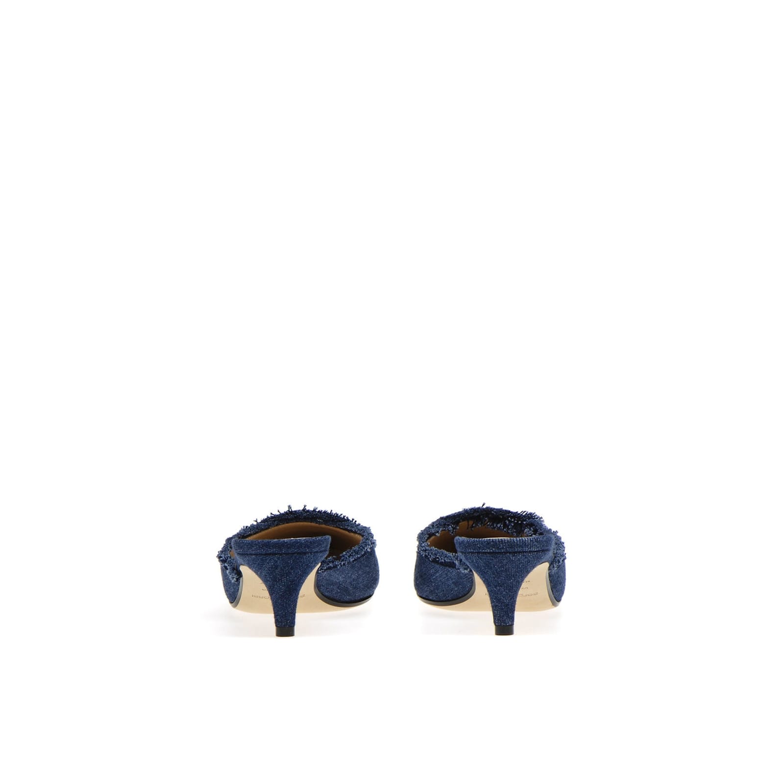 Sergio Rossi Denim Effect Mules In Blue