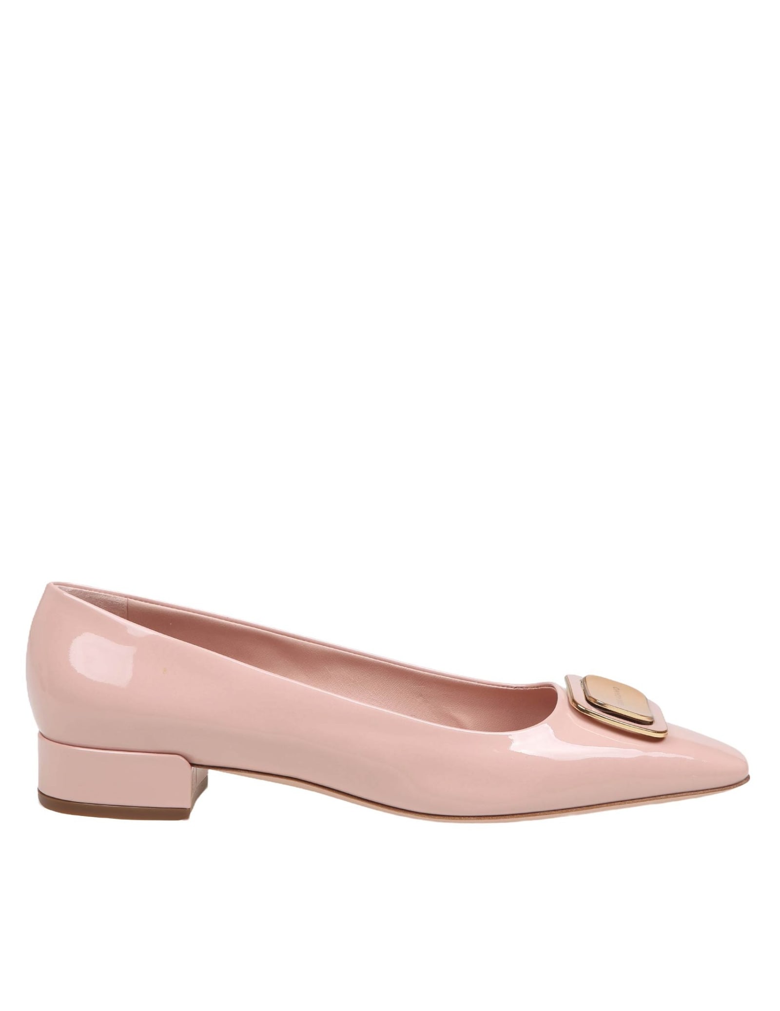 Shop Ferragamo Venera Ballerina In Pink Paint Leather In Rose