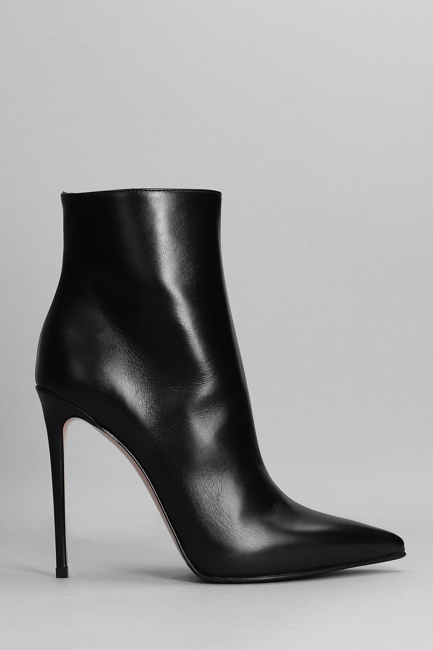 LE SILLA EVA 120 HIGH HEELS ANKLE BOOTS IN BLACK LEATHER